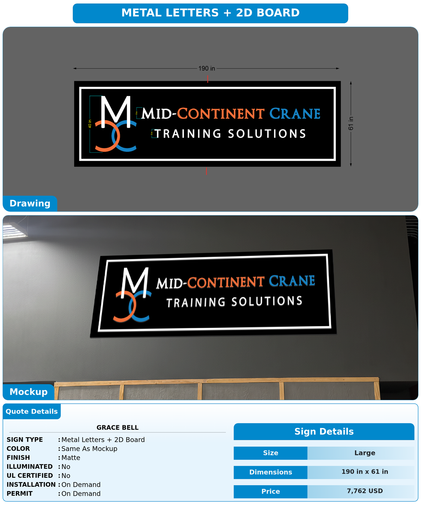 CUSTOM MOCKUP SIGN FOR Grace Bell