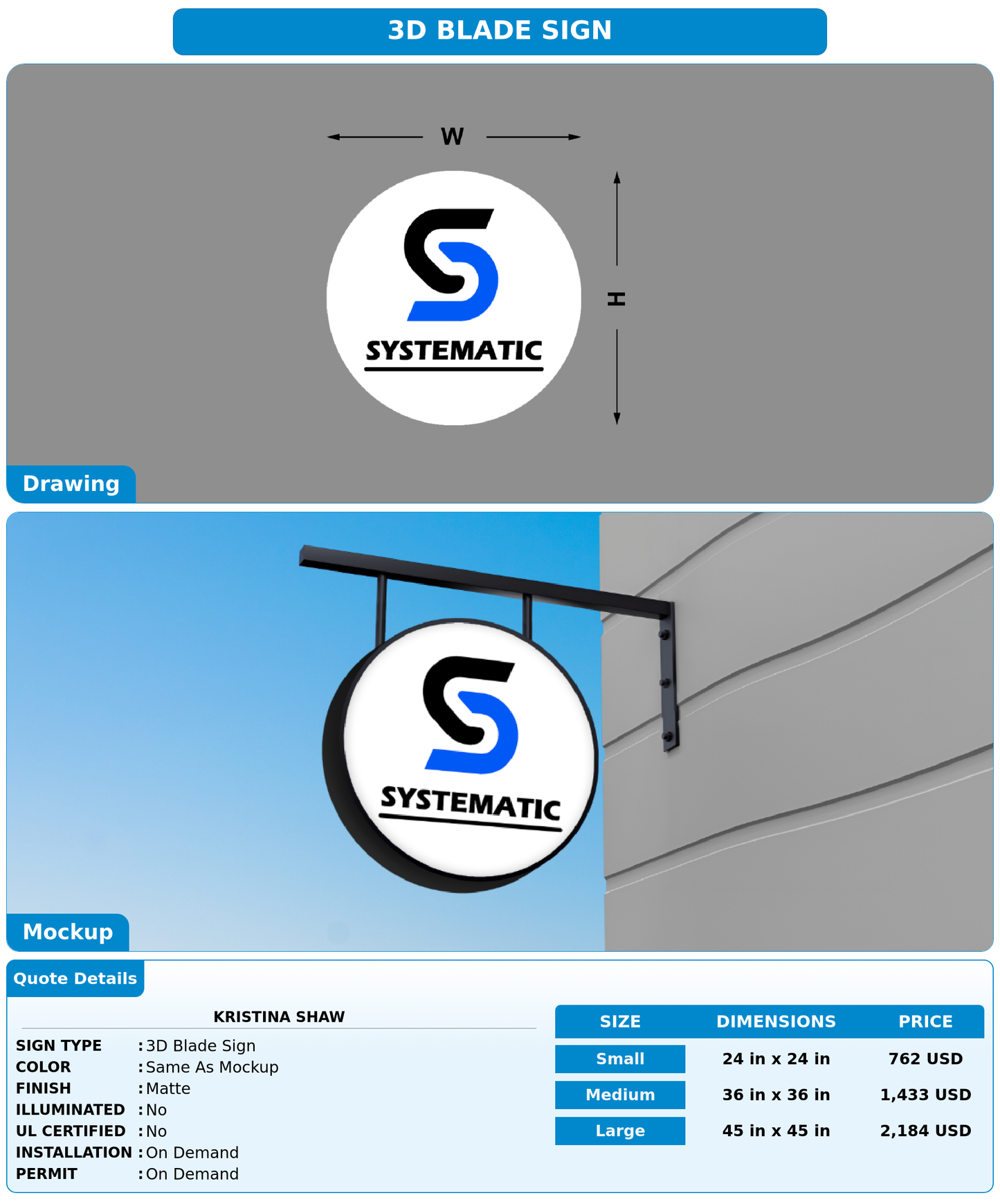 CUSTOM MOCKUP SIGN FOR Kristina Shaw