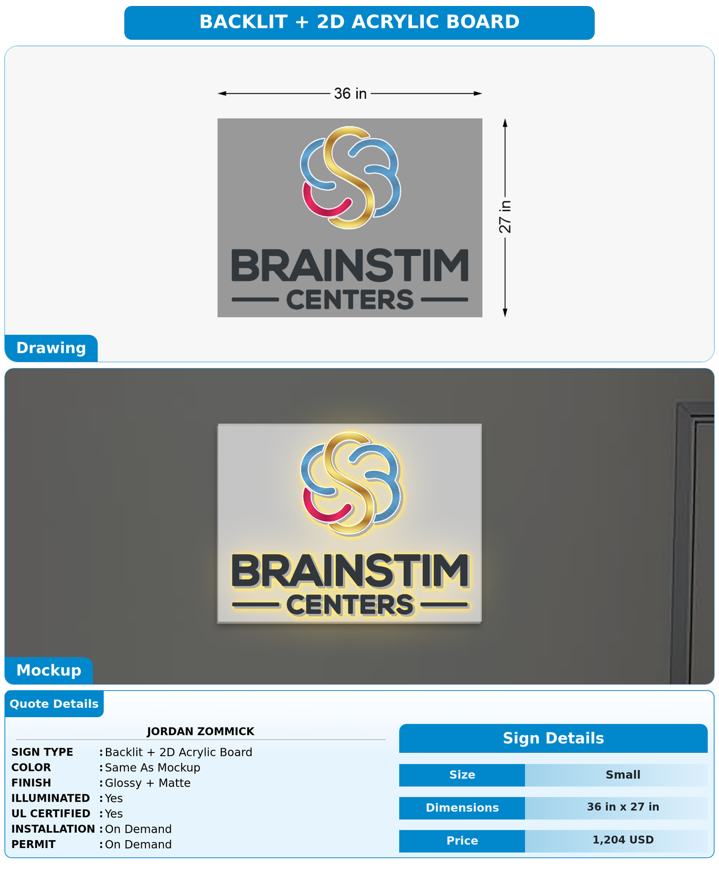 CUSTOM MOCKUP SIGN FOR Jordan Zommick