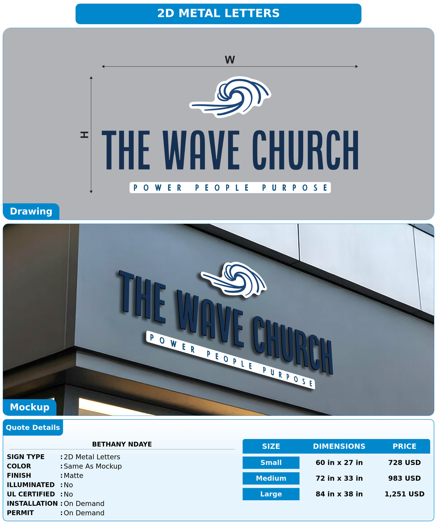 CUSTOM MOCKUP SIGN FOR Bethany Ndaye