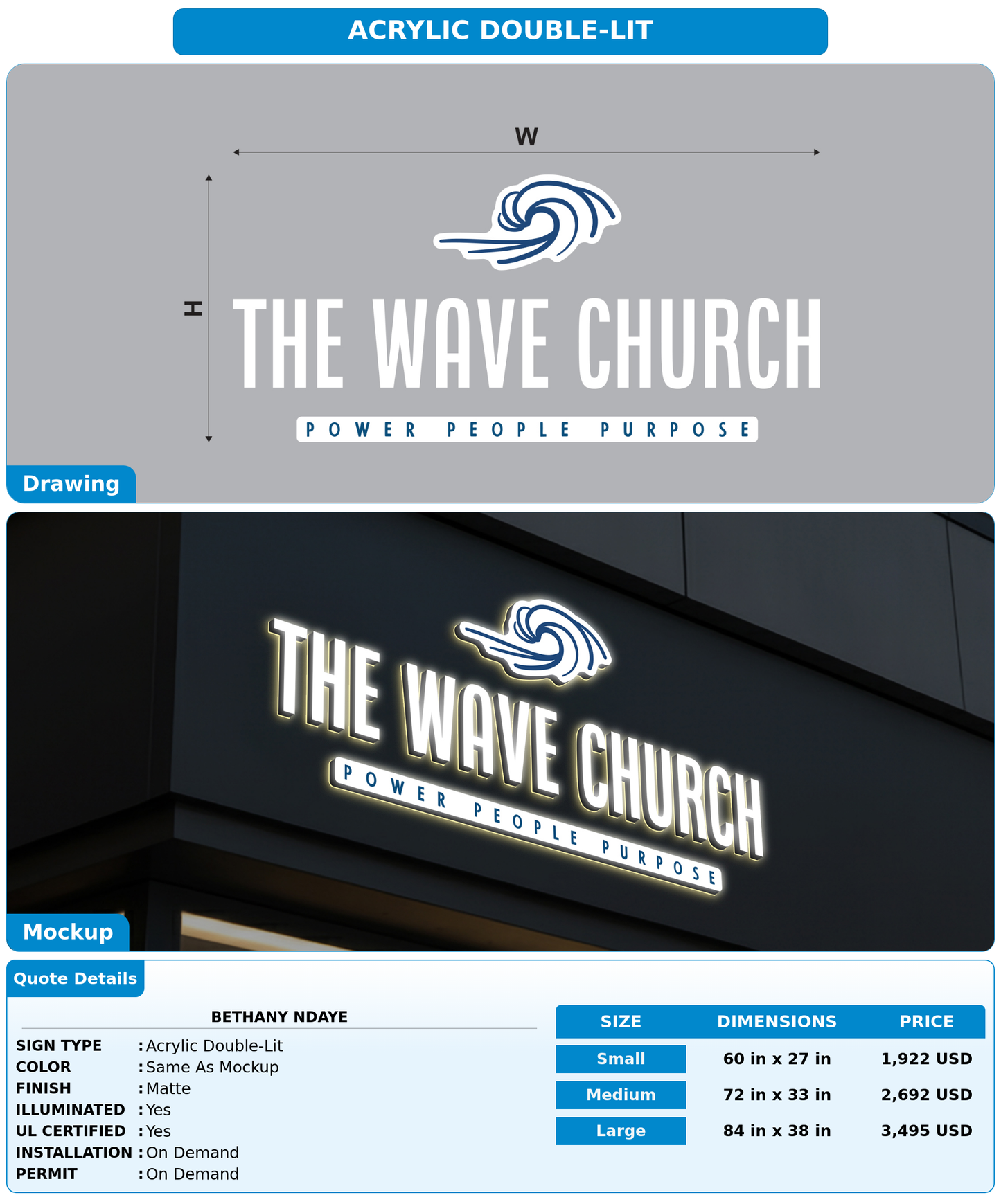 CUSTOM MOCKUP SIGN FOR Bethany Ndaye