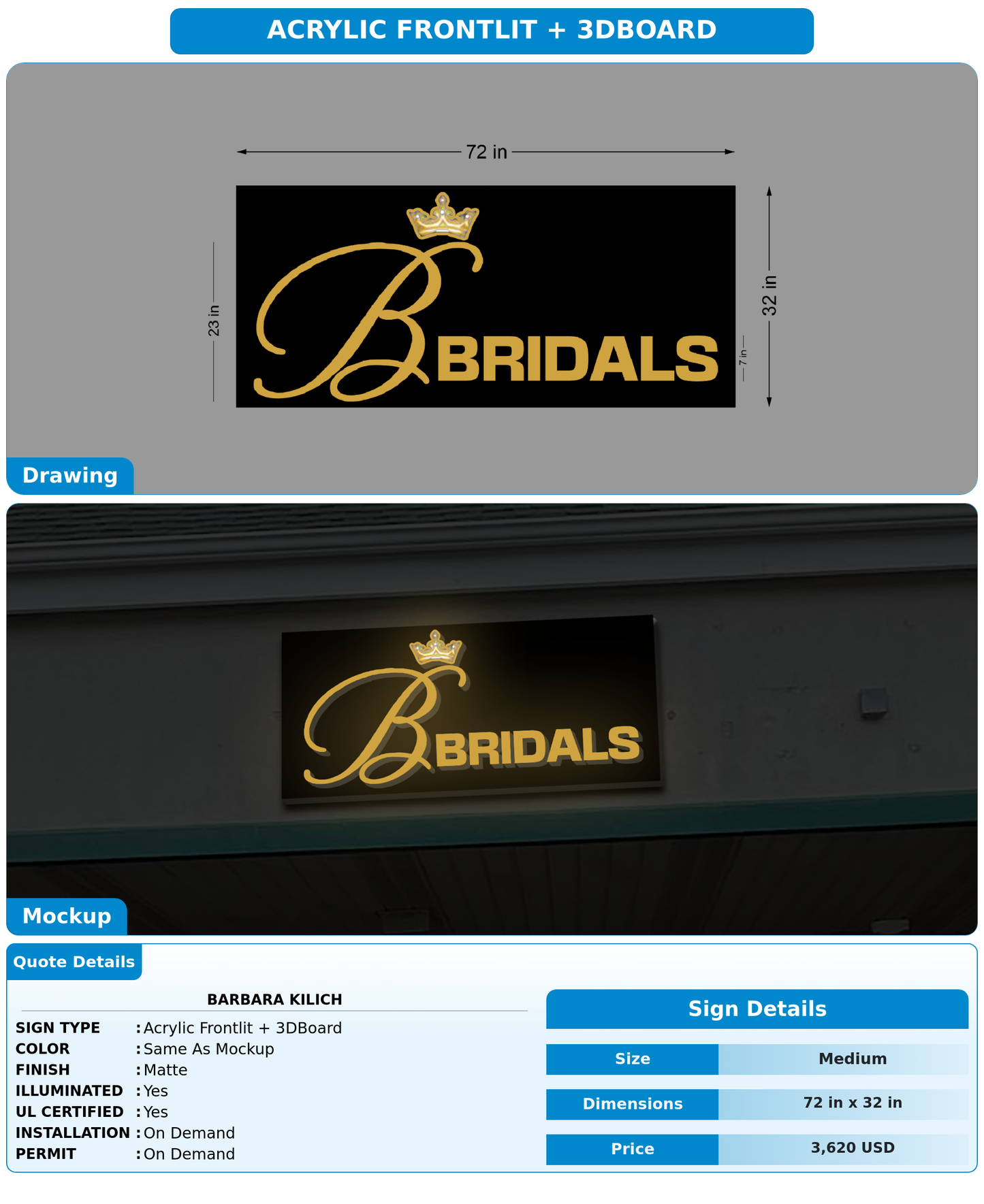CUSTOM MOCKUP SIGN FOR Barbara Kilich
