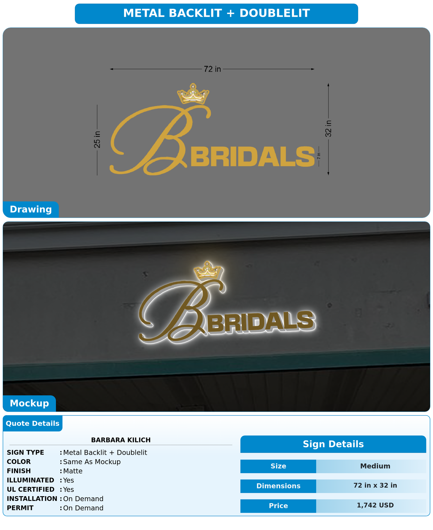 CUSTOM MOCKUP SIGN FOR Barbara Kilich