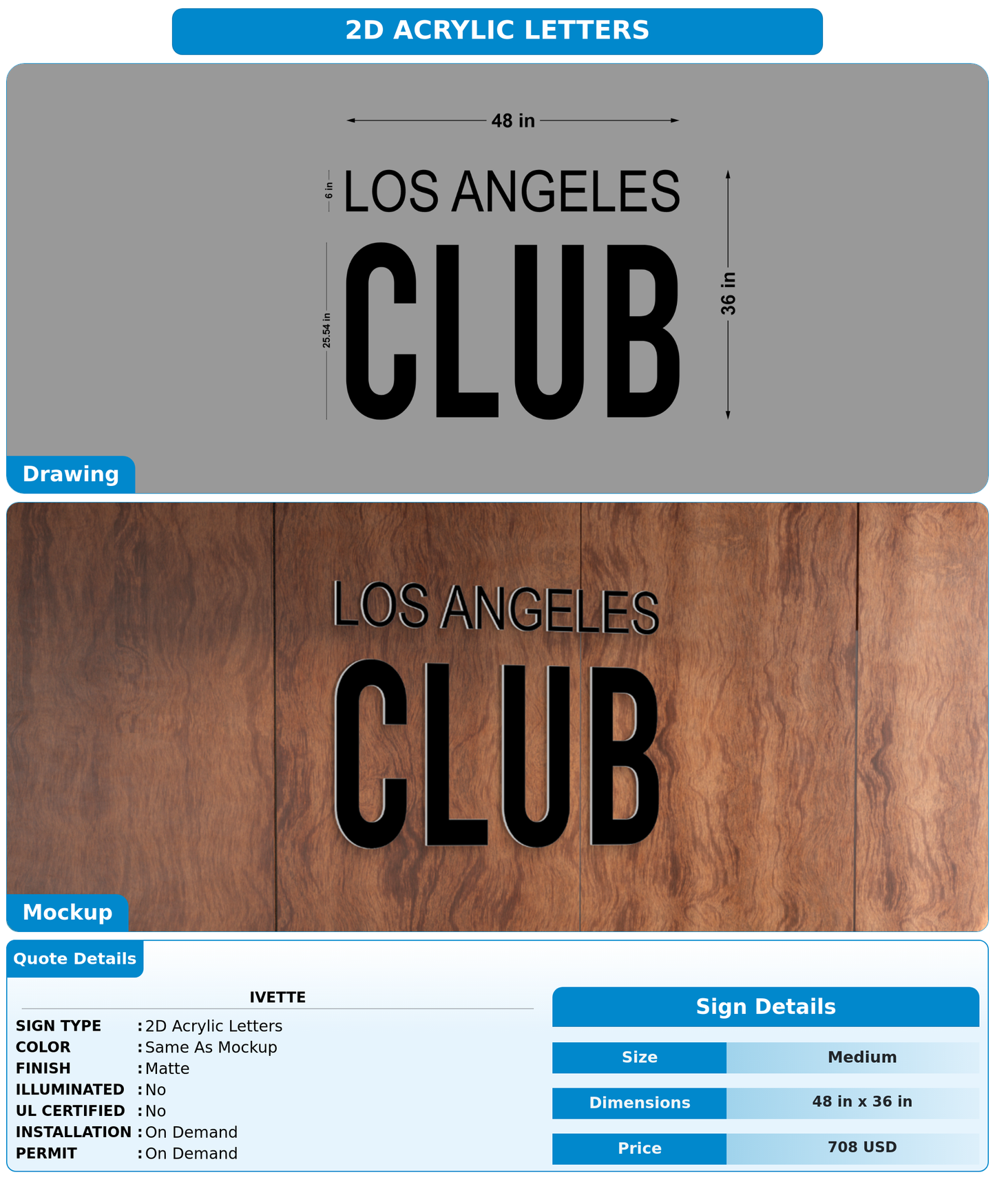 CUSTOM MOCKUP SIGN FOR Ivette