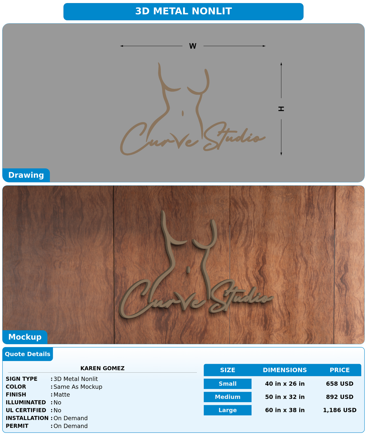 CUSTOM MOCKUP SIGN FOR Karen Gomez