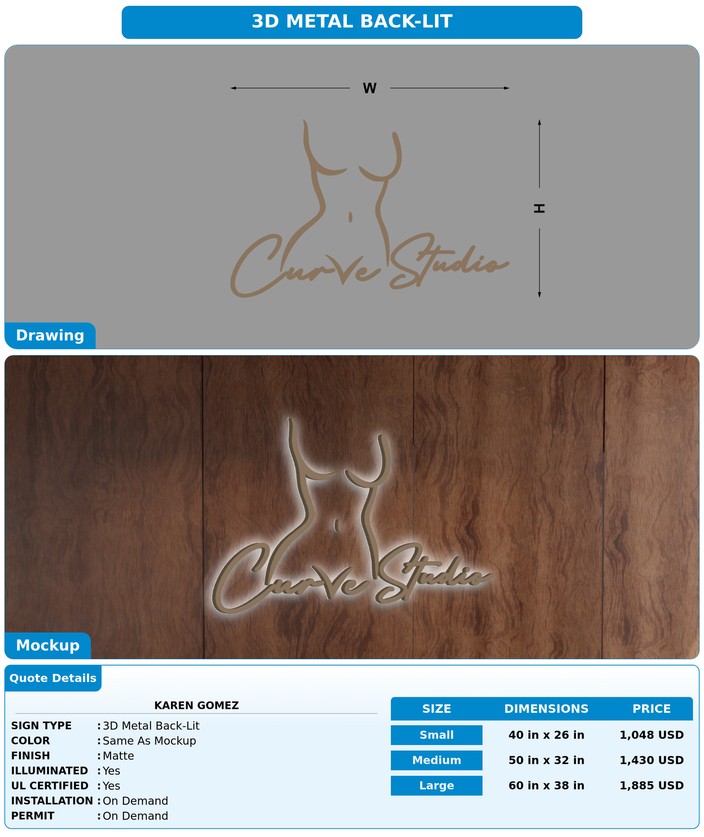 CUSTOM MOCKUP SIGN FOR Karen Gomez