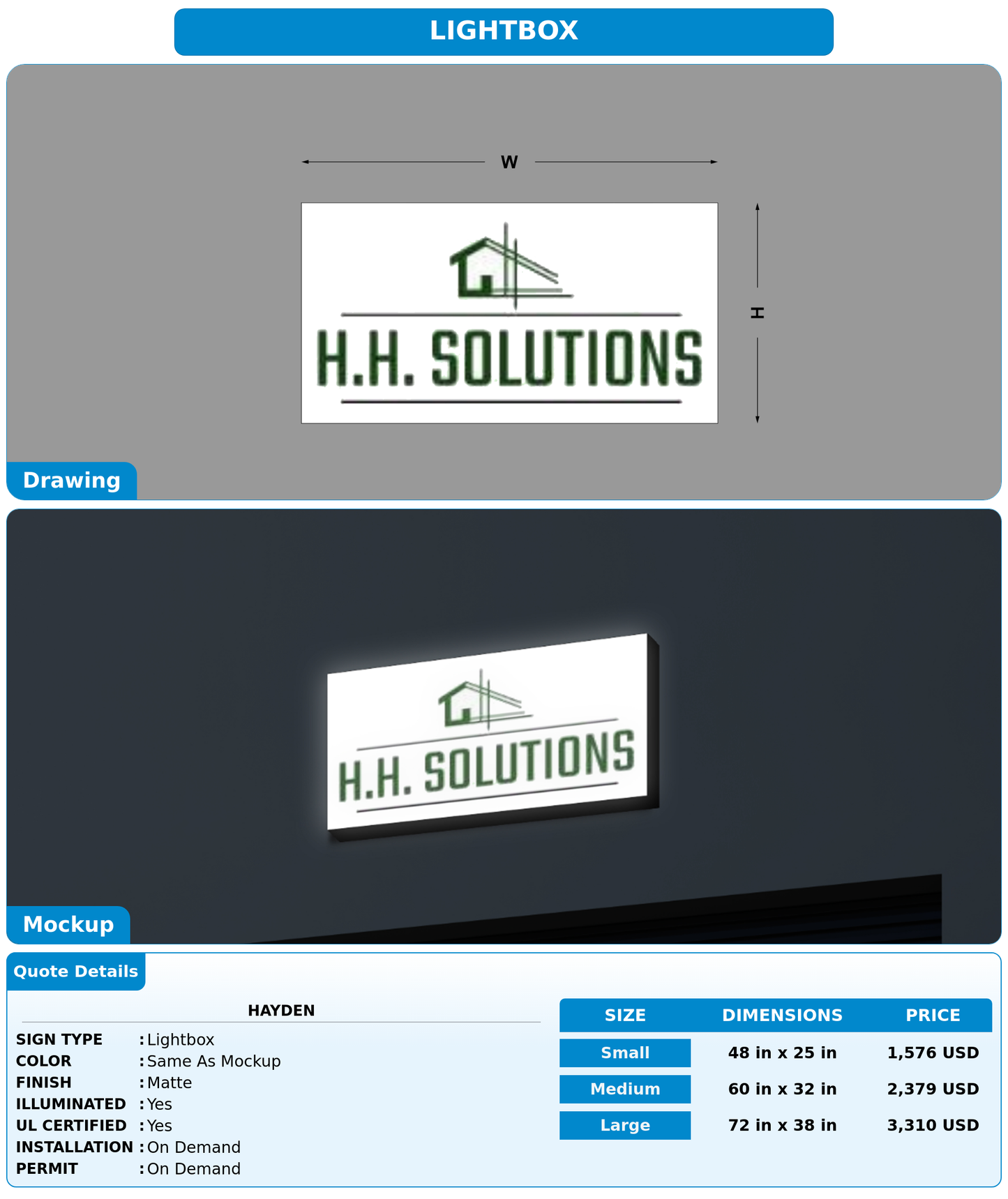 CUSTOM MOCKUP SIGN FOR Hayden