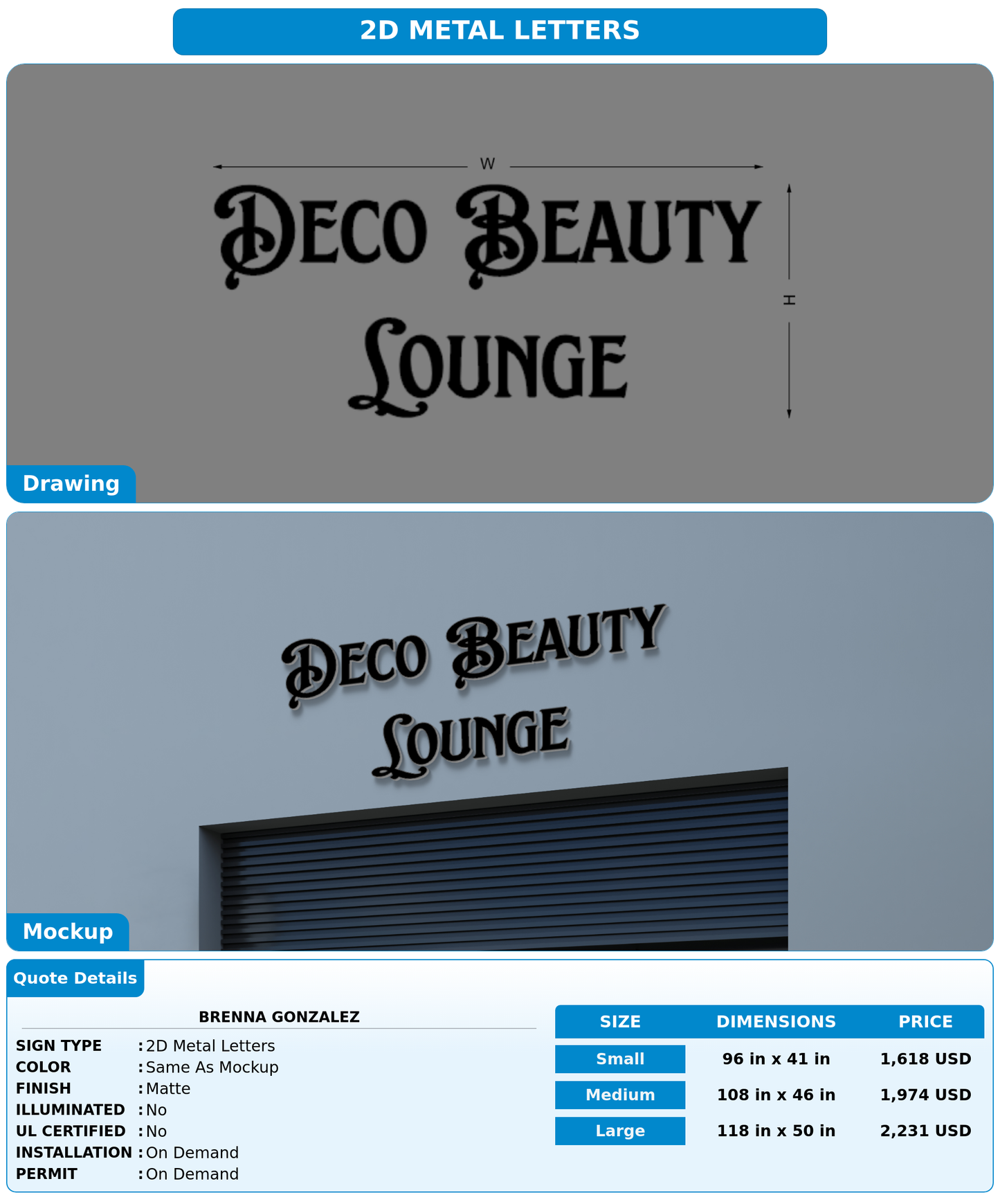 CUSTOM MOCKUP SIGN FOR Brenna Gonzalez