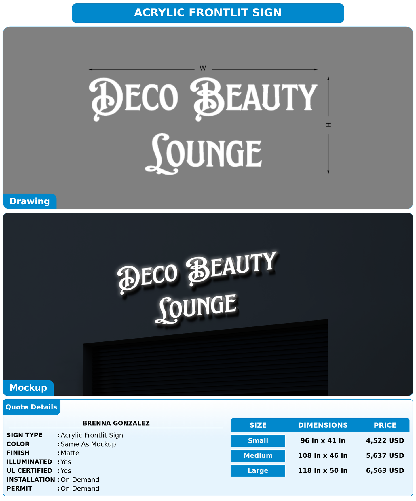 CUSTOM MOCKUP SIGN FOR Brenna Gonzalez
