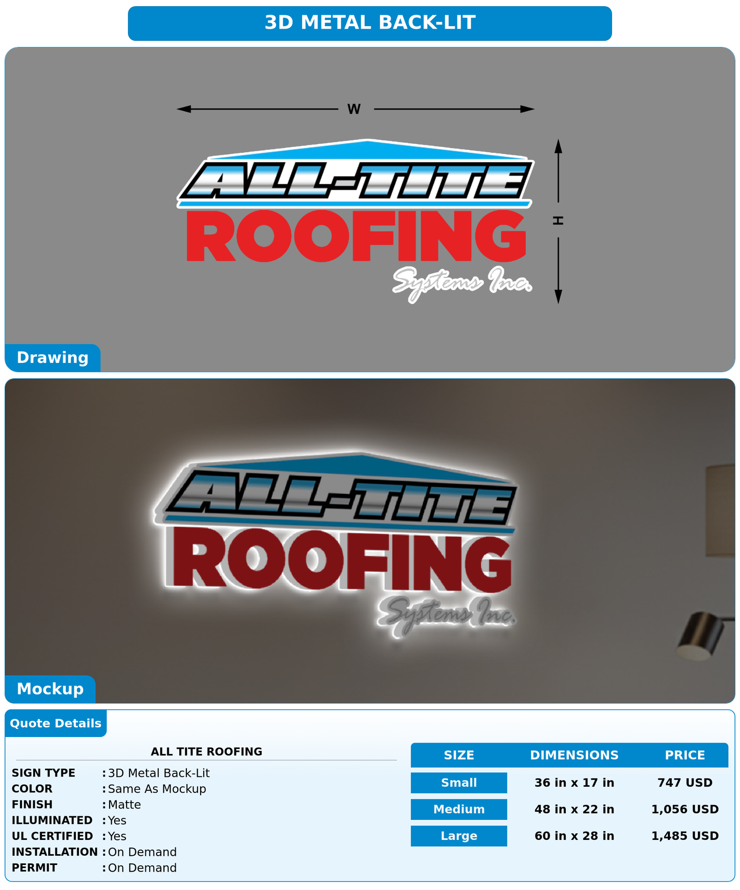 CUSTOM MOCKUP SIGN FOR All Tite Roofing