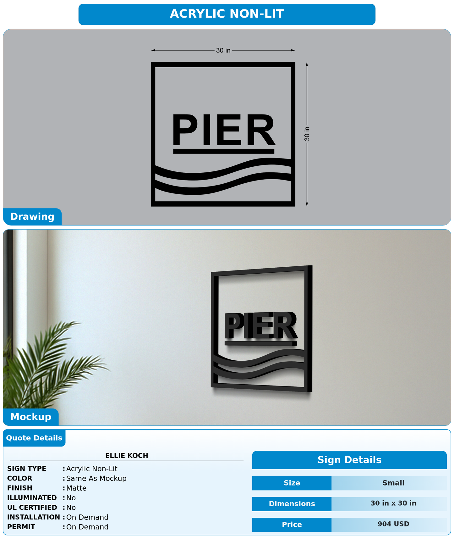 CUSTOM MOCKUP SIGN FOR Ellie Koch