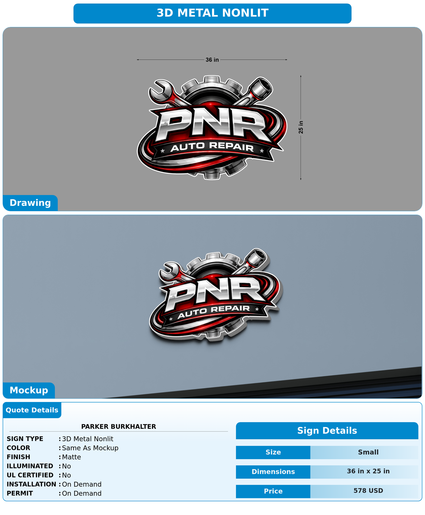 CUSTOM MOCKUP SIGN FOR Parker Burkhalter