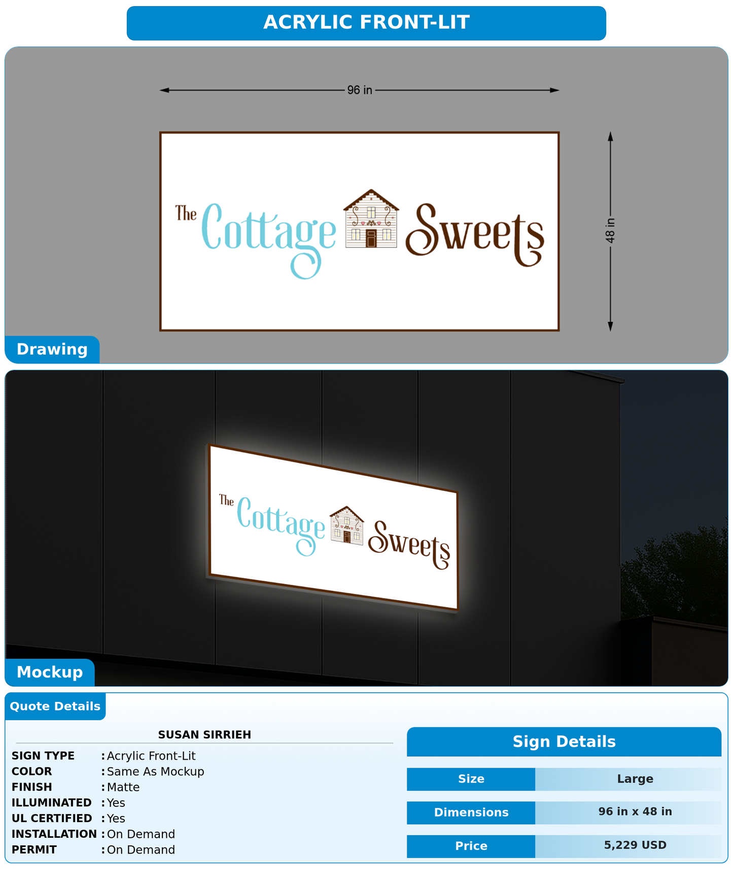 CUSTOM MOCKUP SIGN FOR Susan Sirrieh