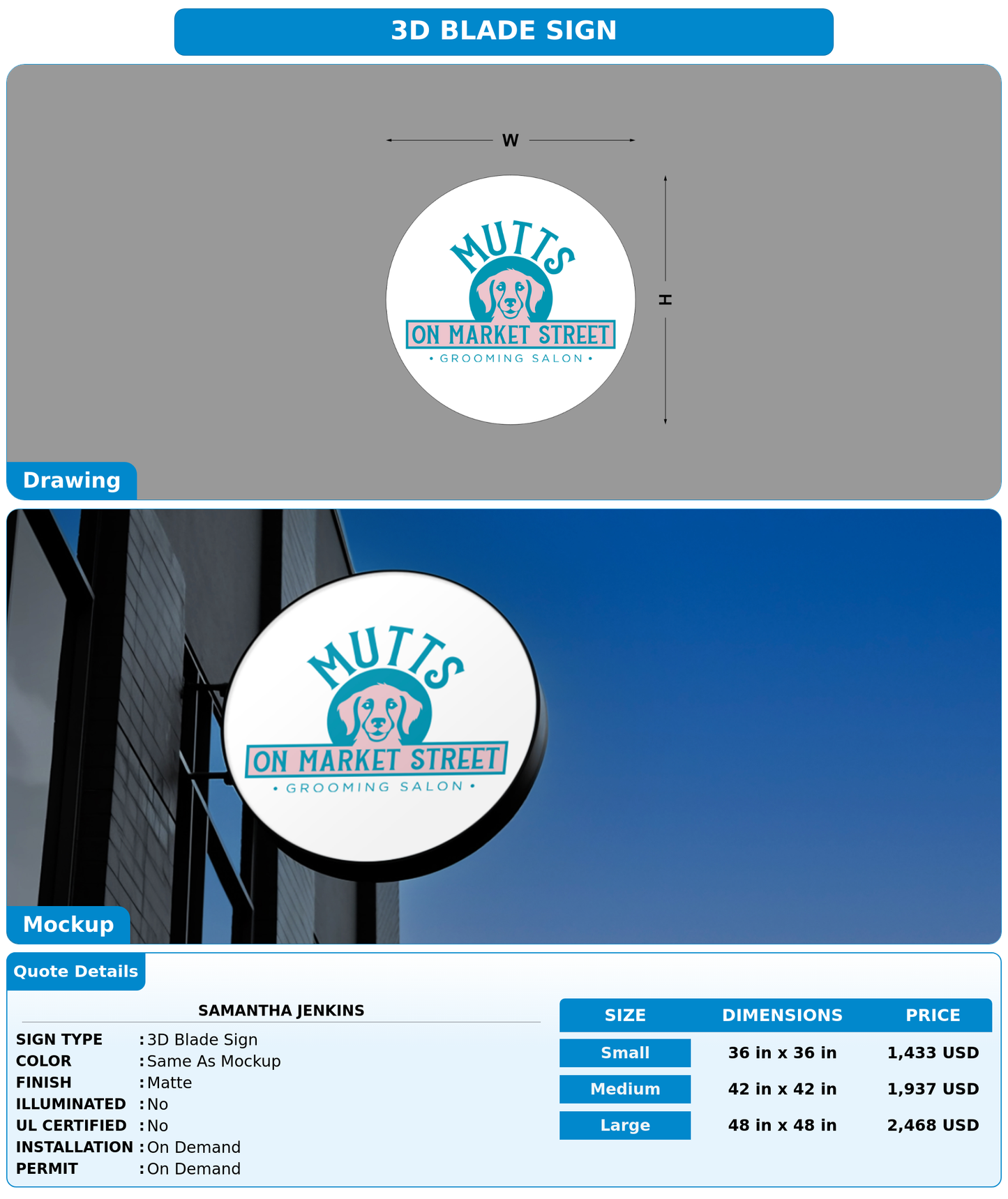 CUSTOM MOCKUP SIGN FOR Samantha Jenkins