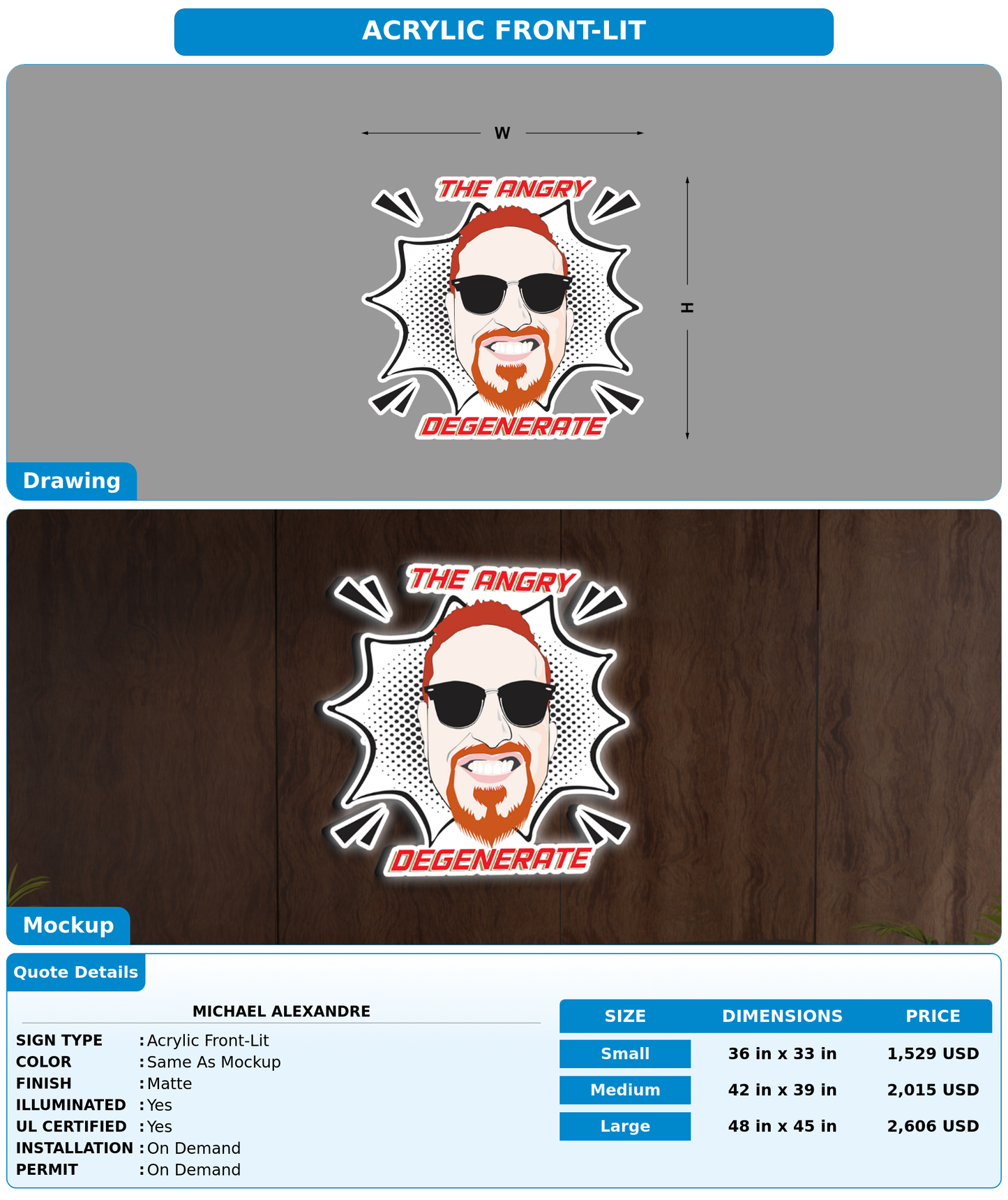 CUSTOM MOCKUP SIGN FOR michael alexandre