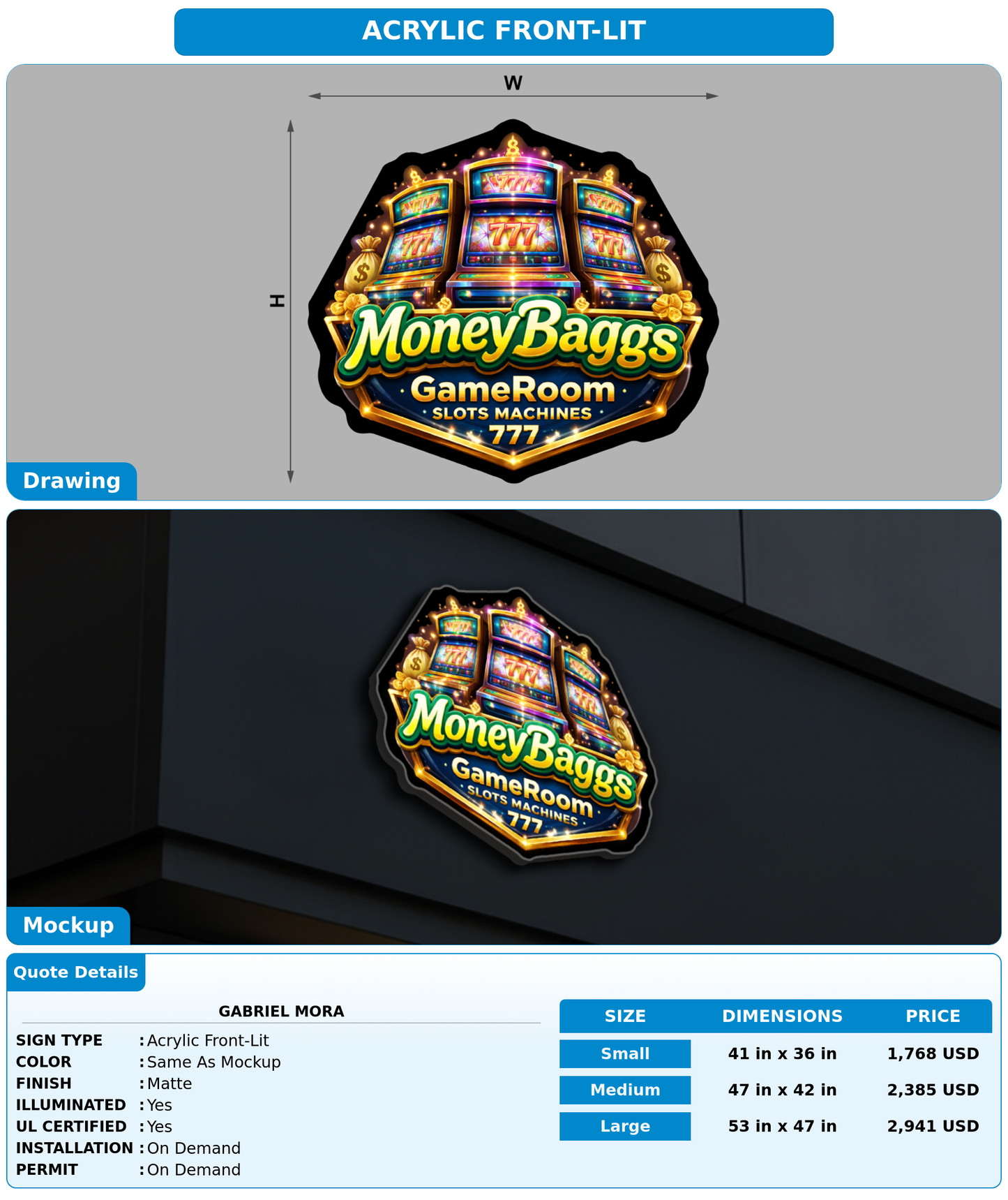 CUSTOM MOCKUP SIGN FOR Gabriel mora