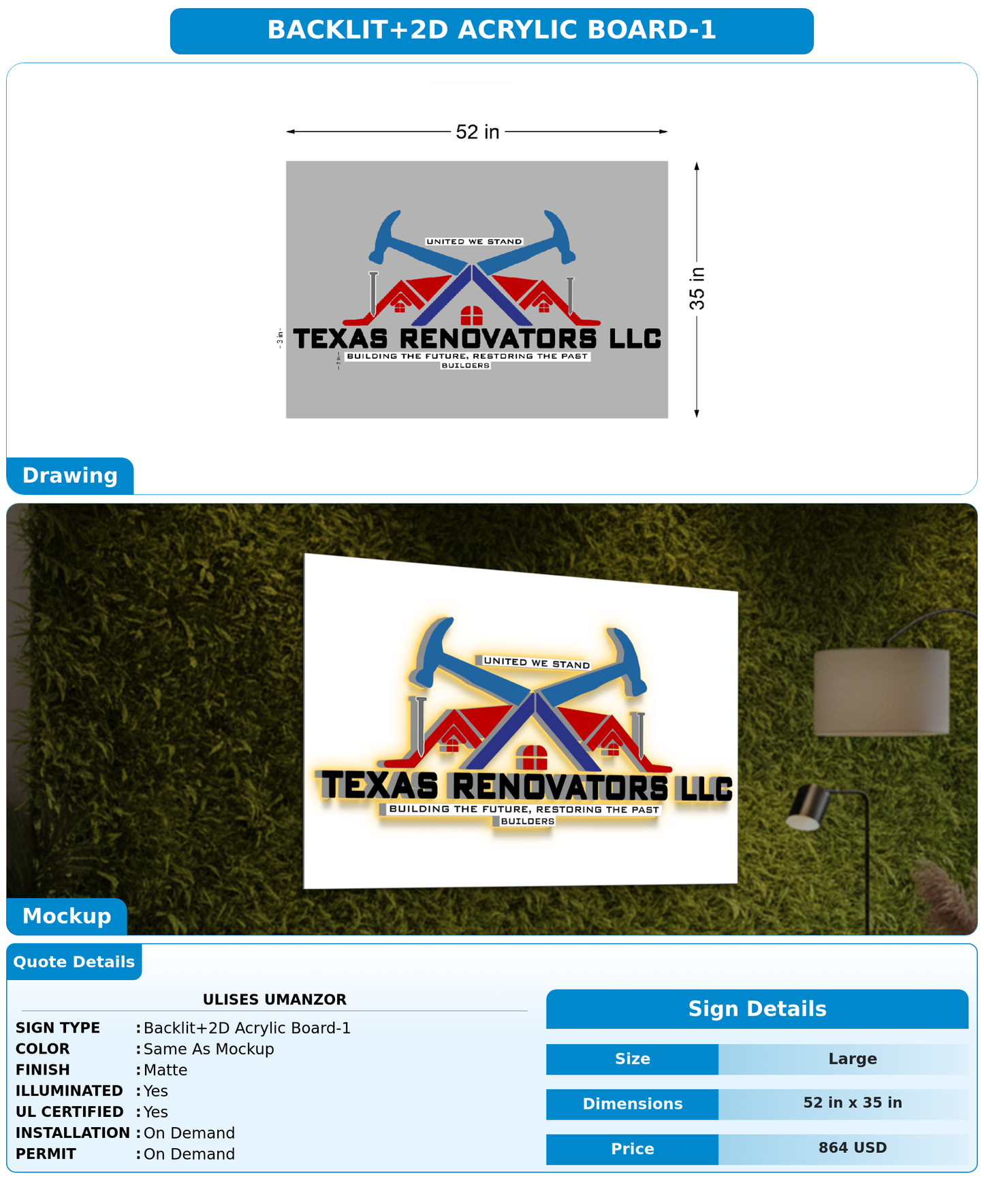 50% Payment link FOR Ulises Umanzor