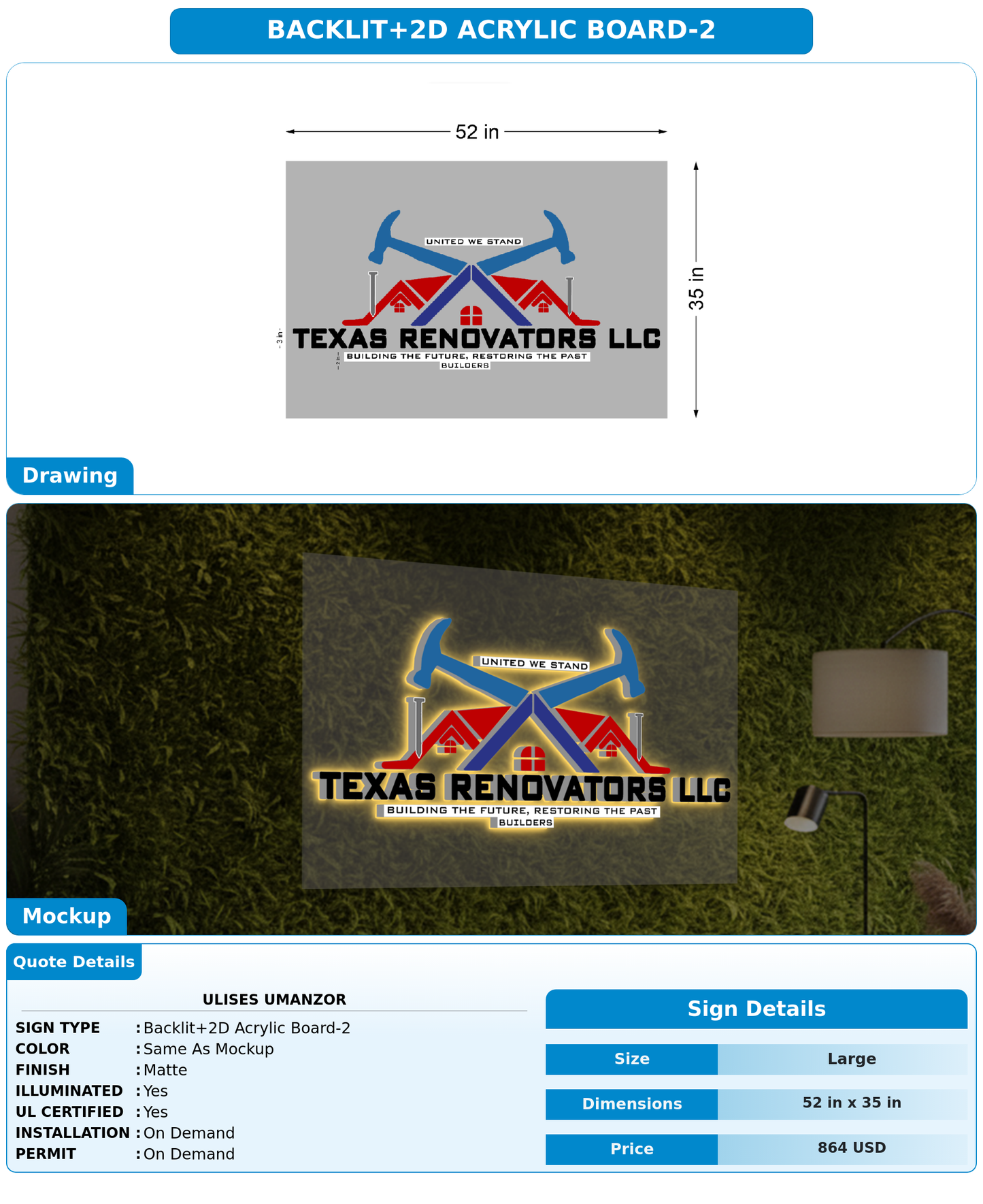 50% Payment link FOR Ulises Umanzor
