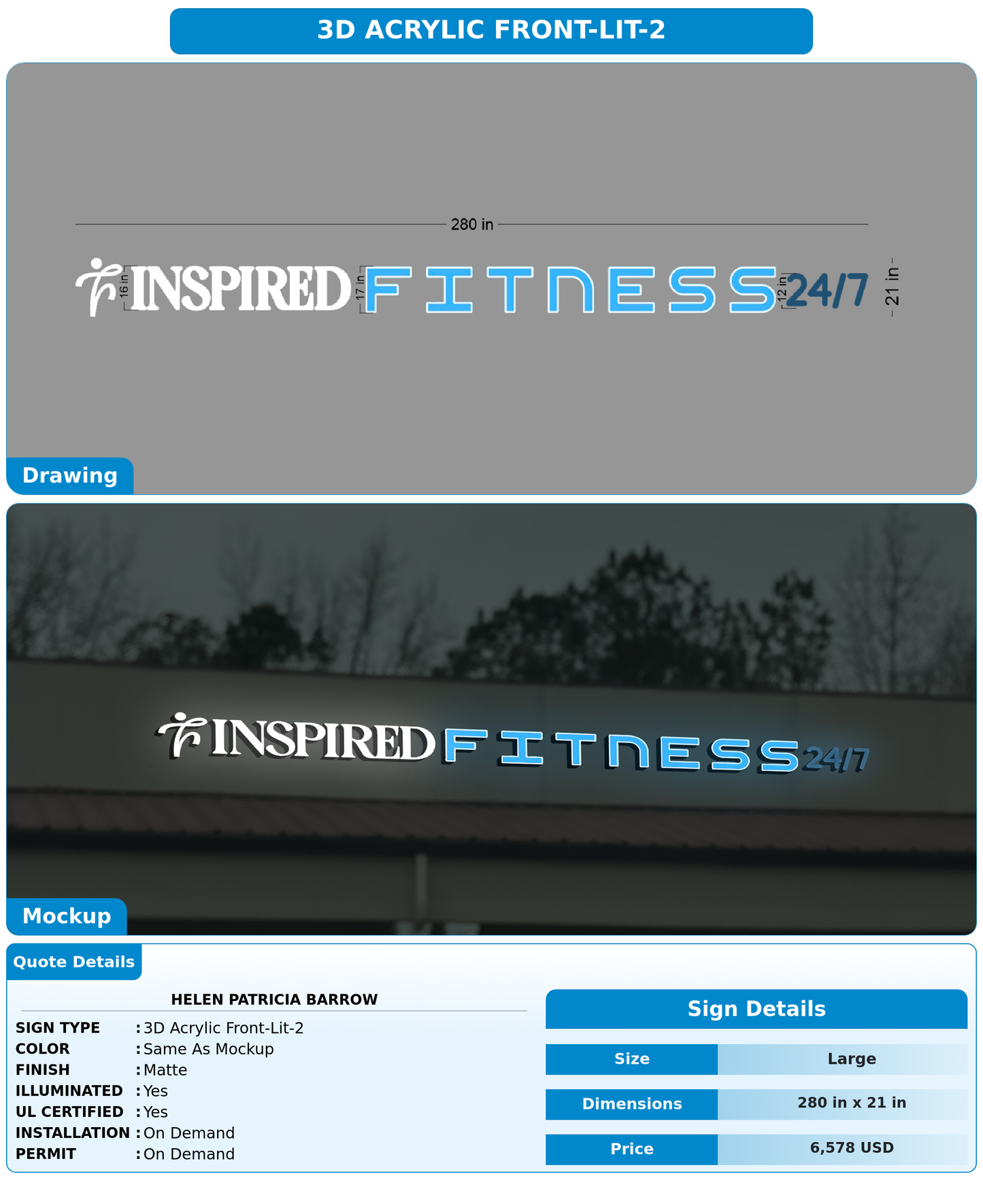 CUSTOM MOCKUP SIGN FOR Helen Patricia Barrow