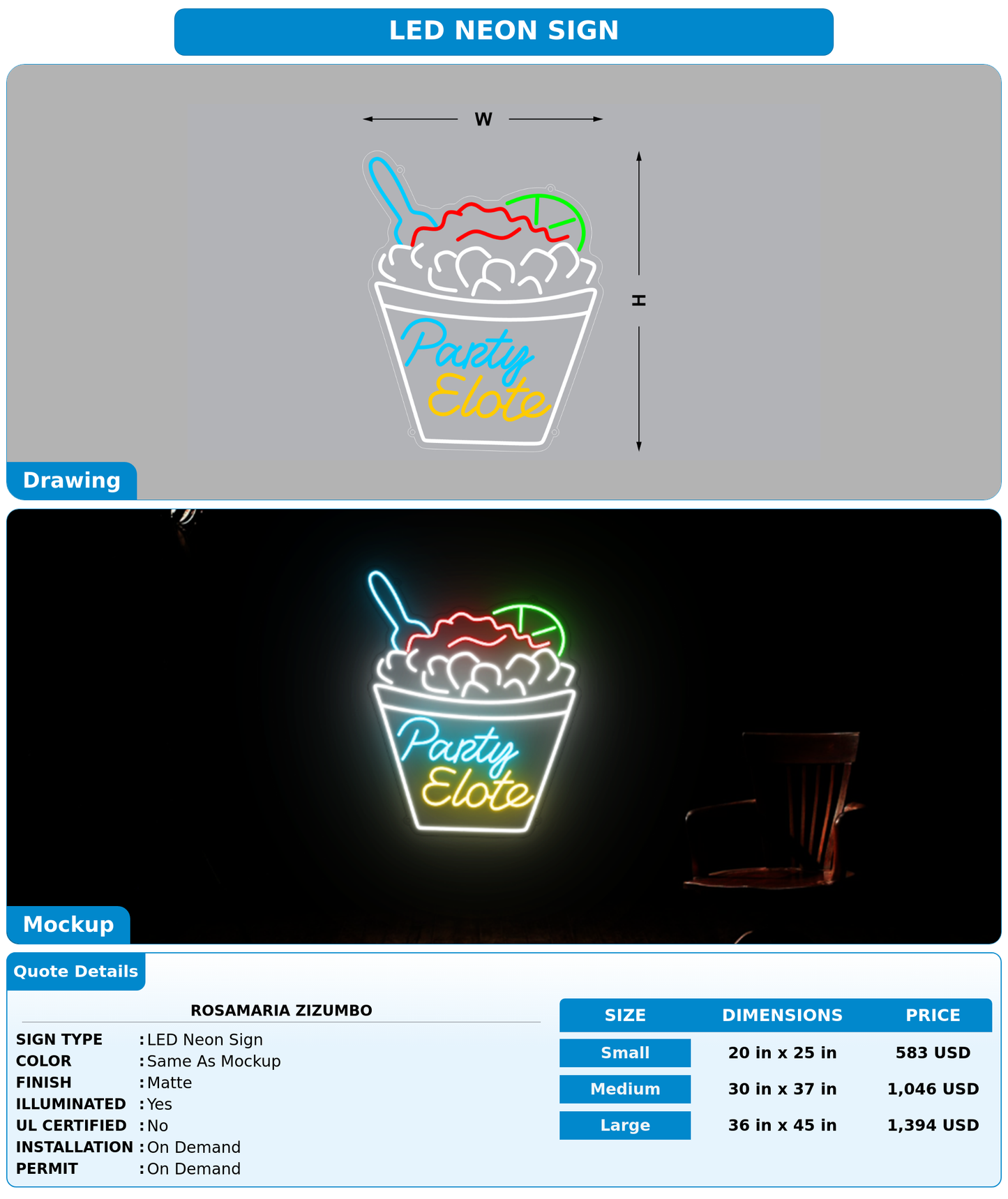 CUSTOM MOCKUP SIGN FOR Rosamaria Zizumbo