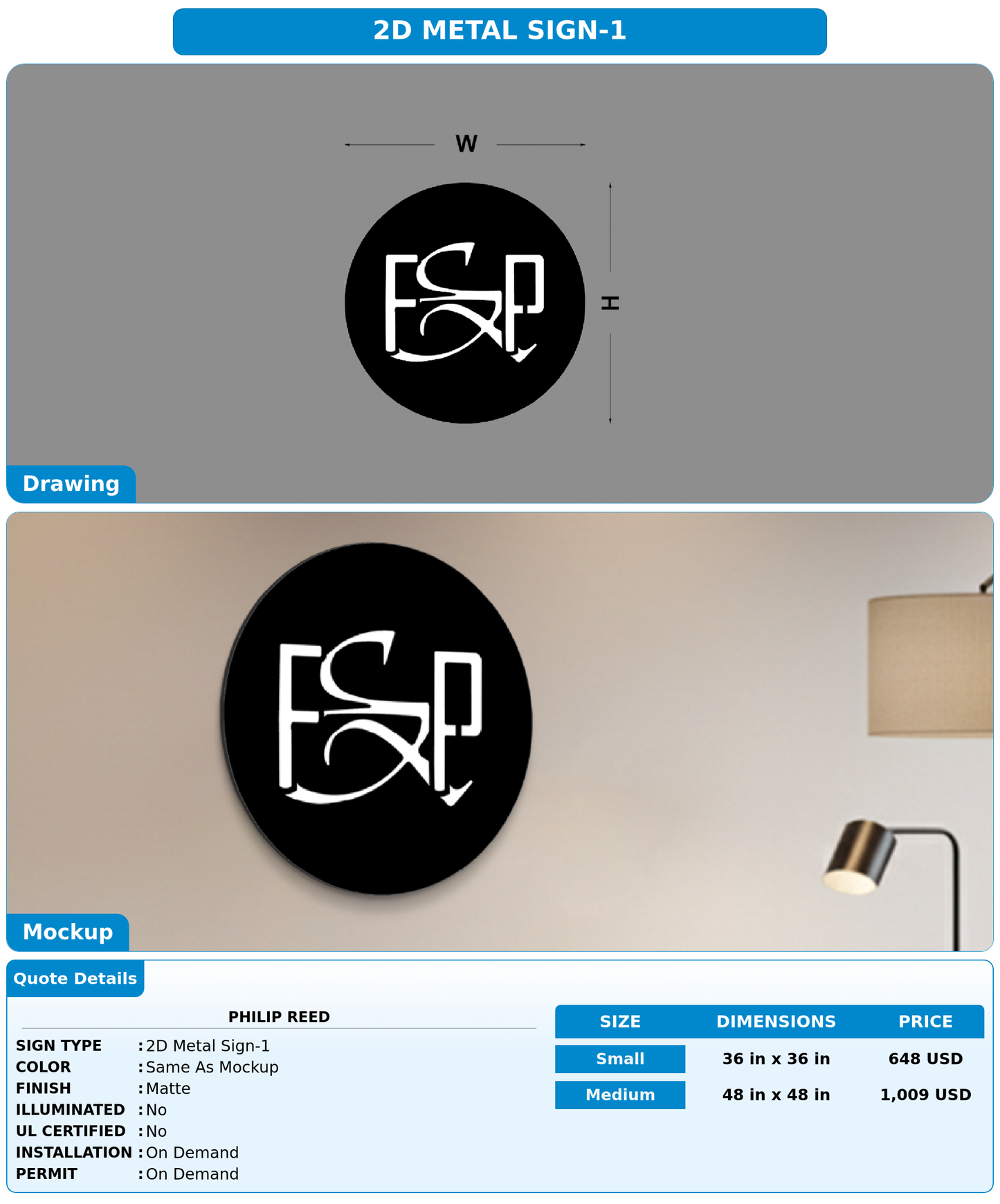 CUSTOM MOCKUP SIGN FOR Philip Reed
