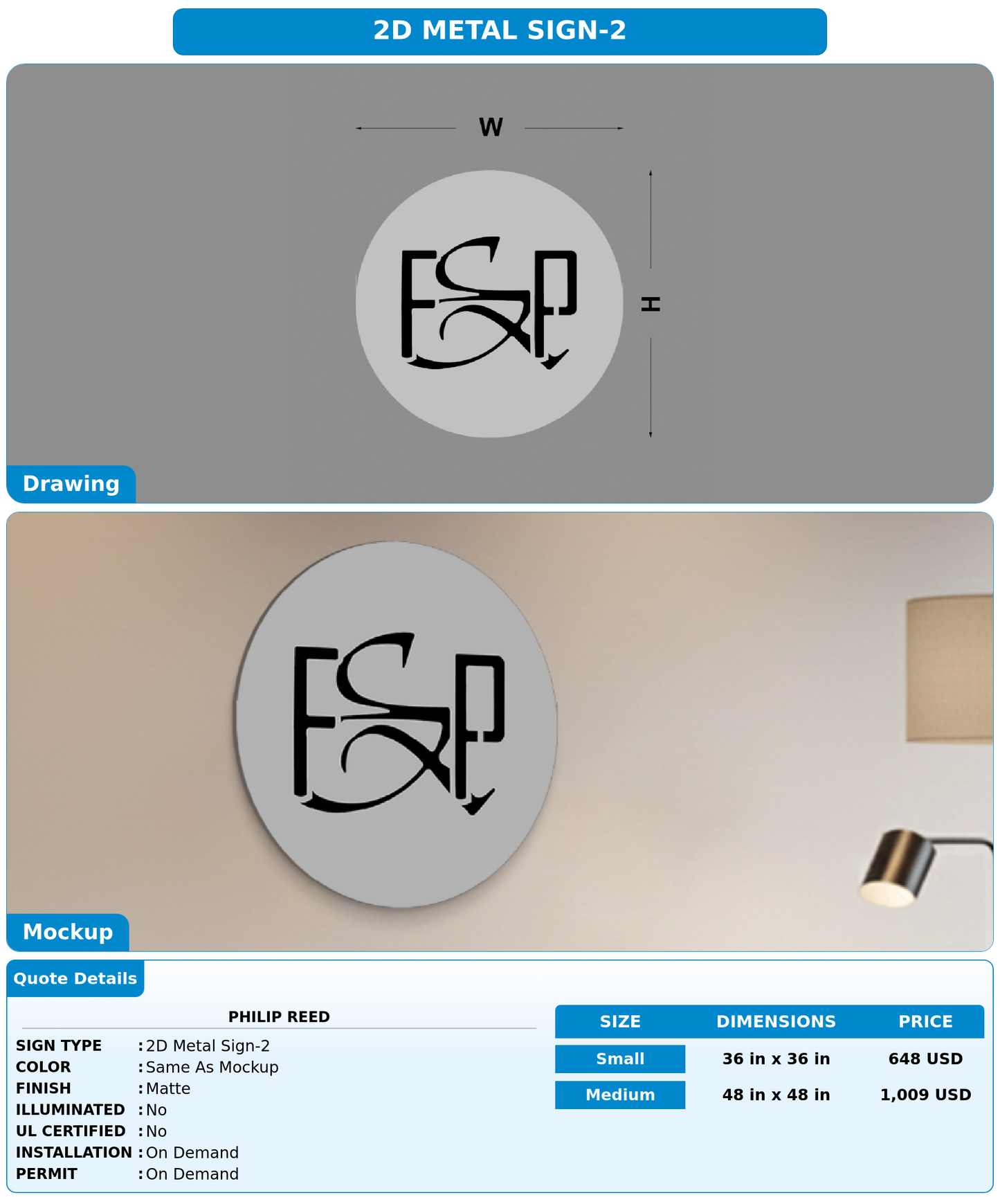 CUSTOM MOCKUP SIGN FOR Philip Reed