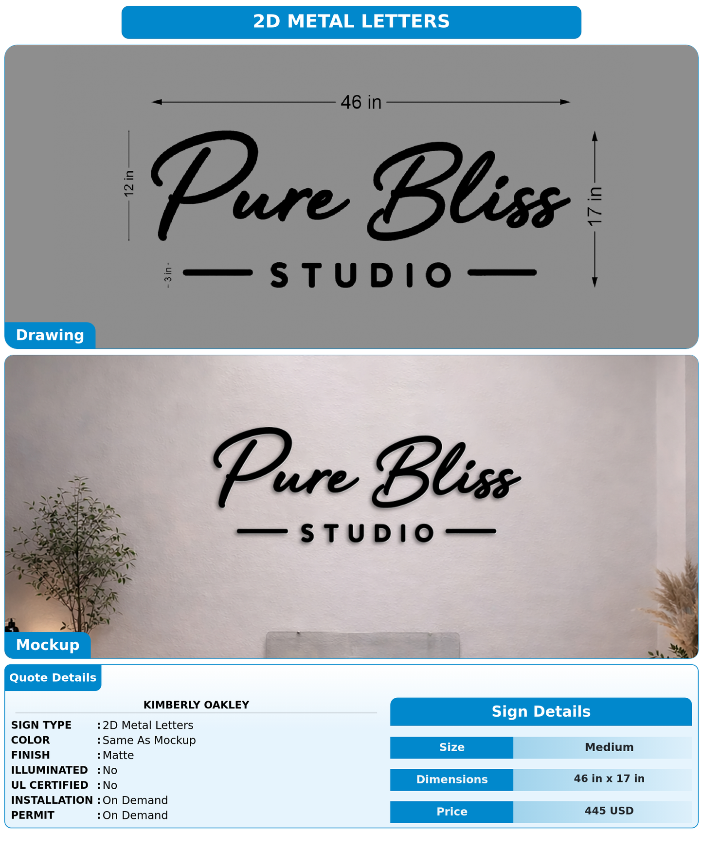 CUSTOM MOCKUP SIGN FOR Kimberly Oakley