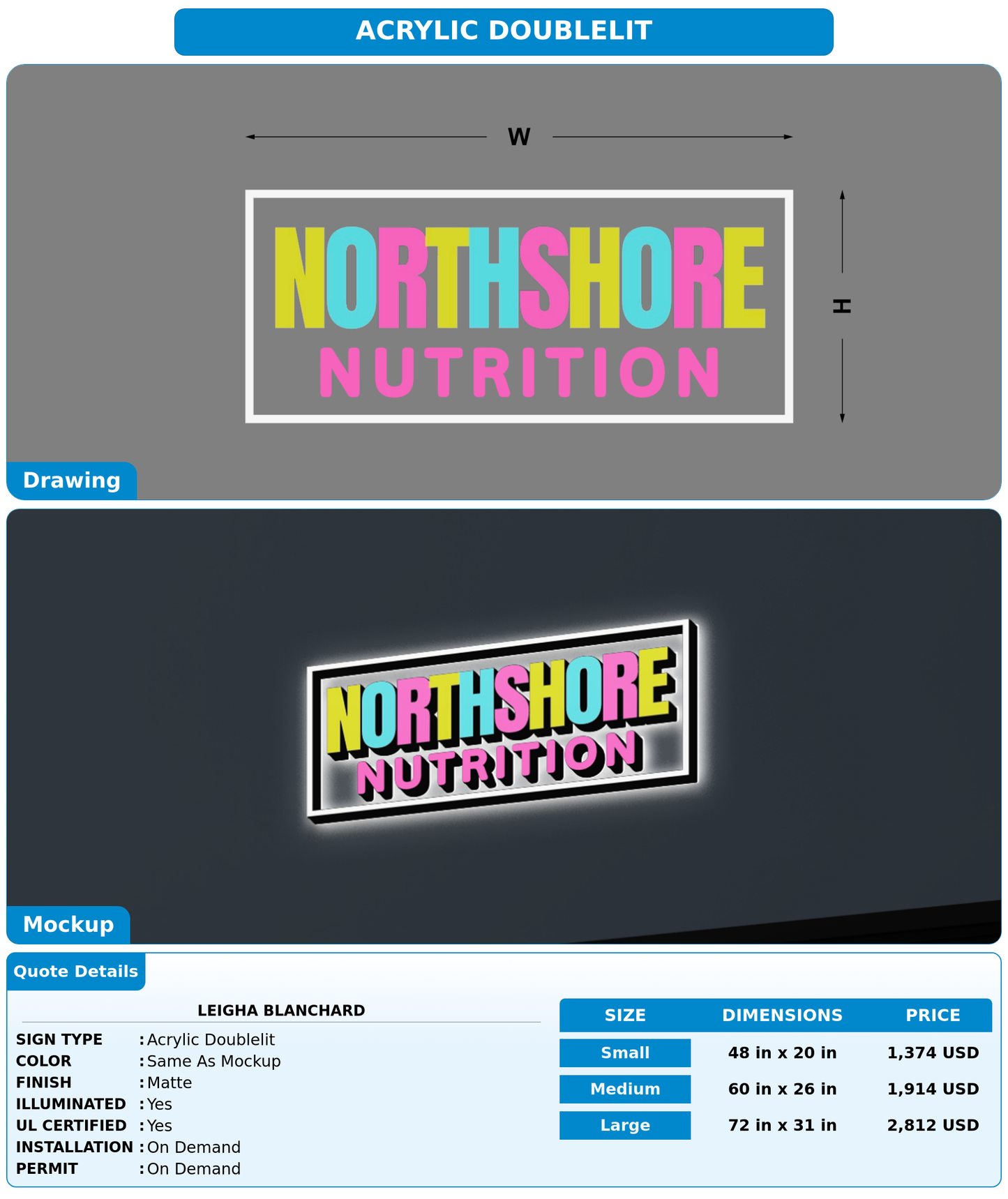 CUSTOM MOCKUP SIGN FOR Leigha Blanchard