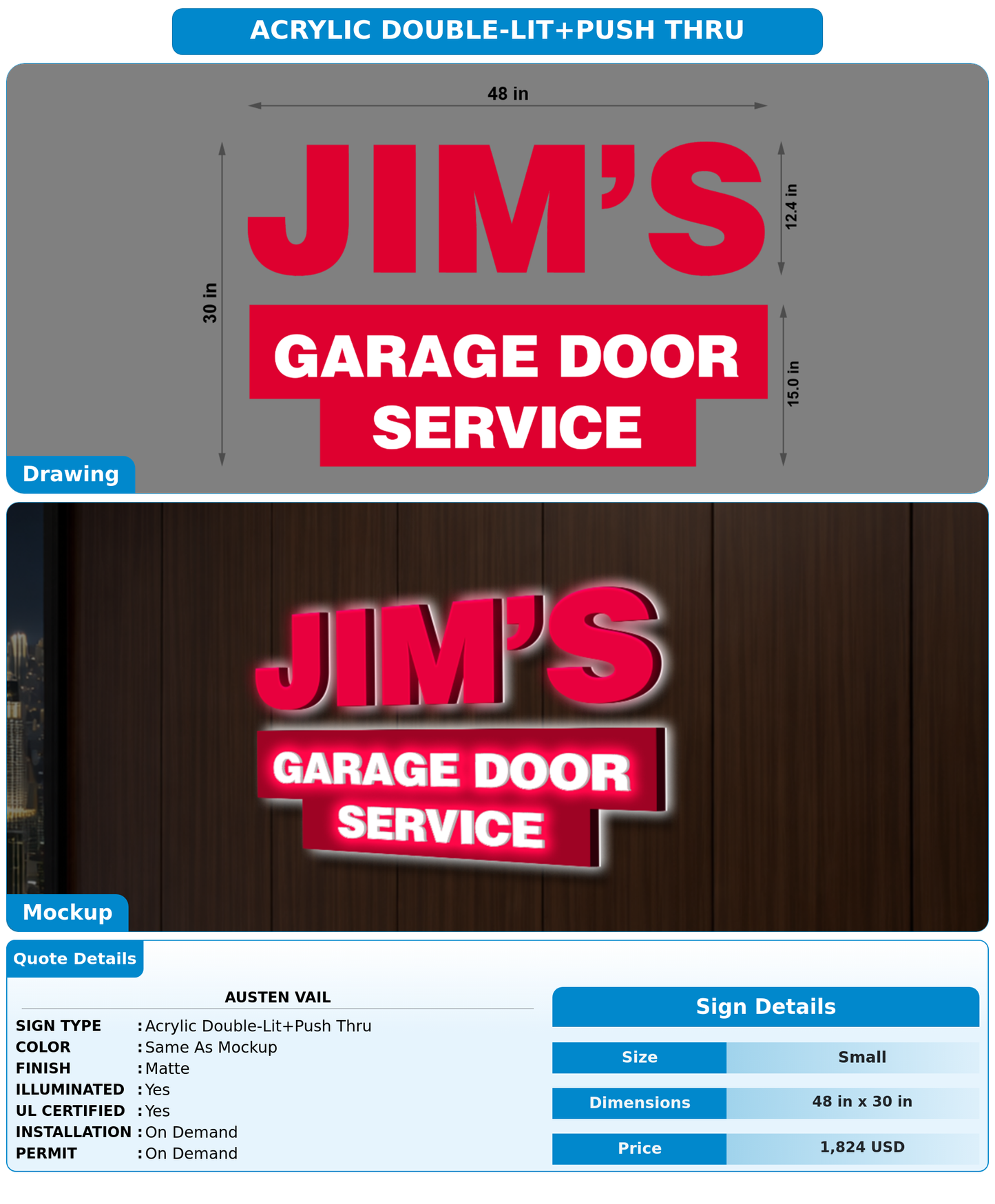 CUSTOM MOCKUP SIGN FOR Austen Vail