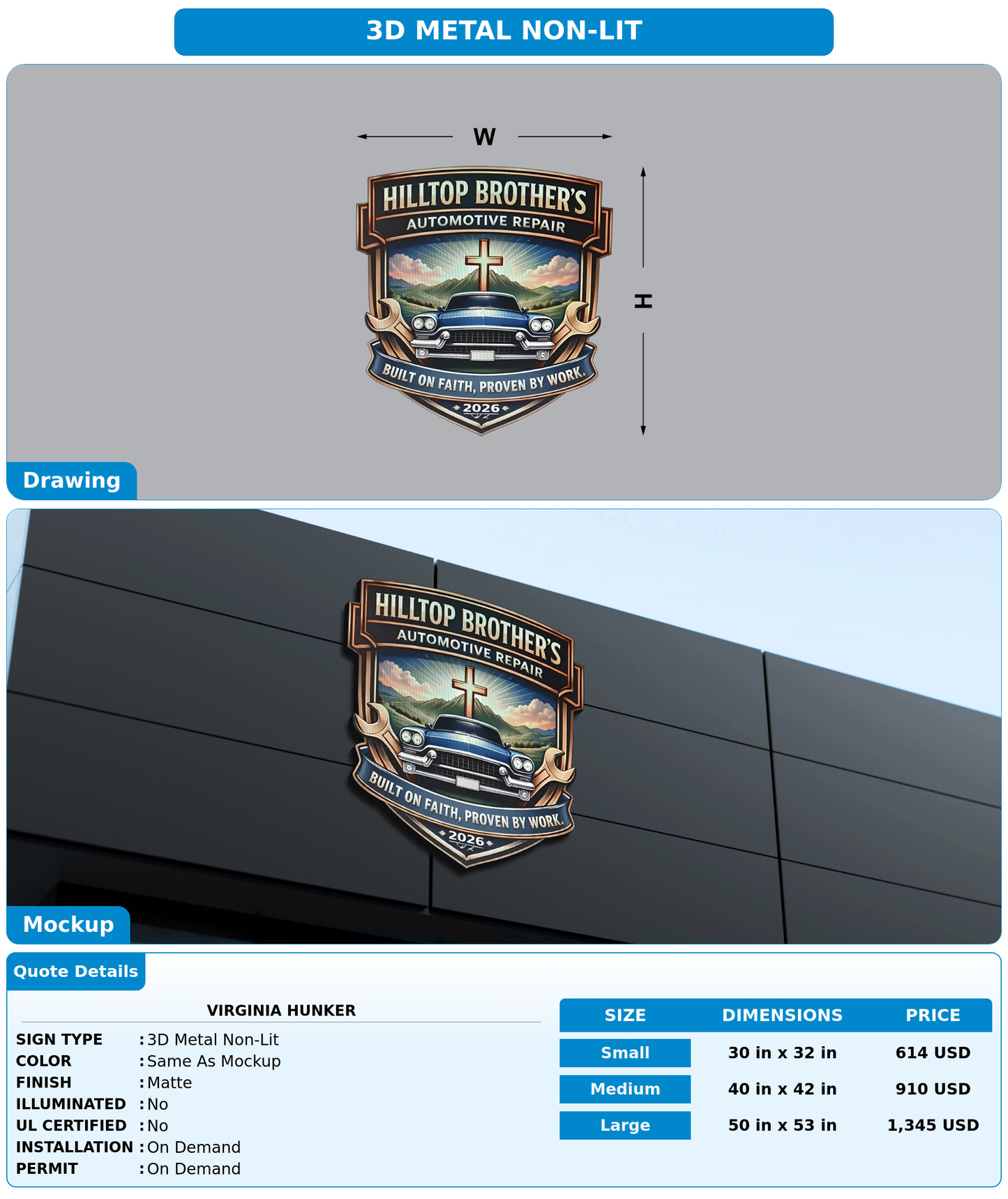 CUSTOM MOCKUP SIGN FOR Virginia hunker