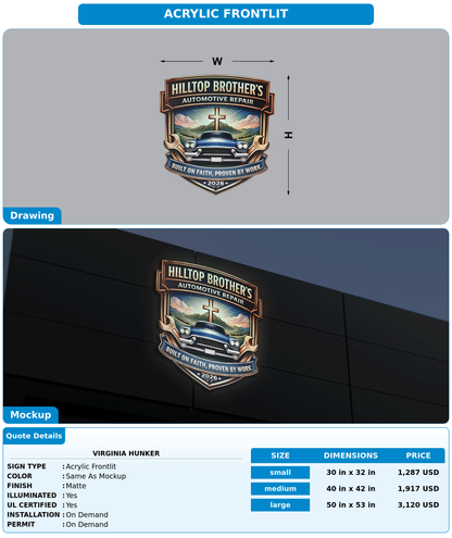 CUSTOM MOCKUP SIGN FOR Virginia hunker