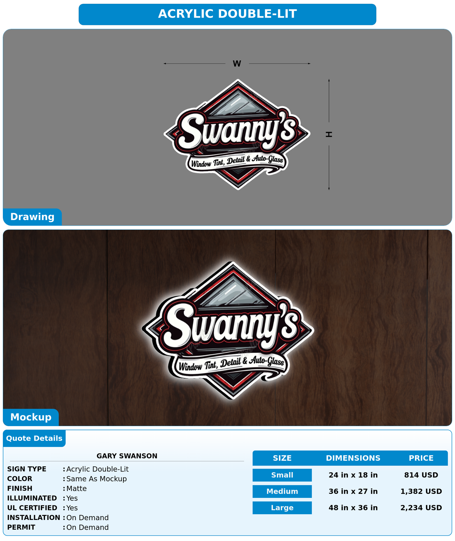 CUSTOM MOCKUP SIGN FOR Gary  Swanson