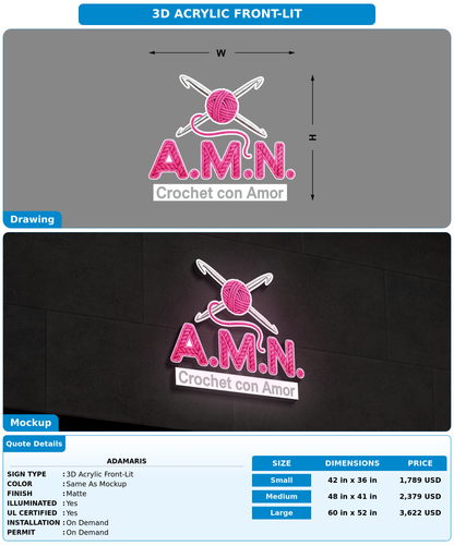 CUSTOM MOCKUP SIGN FOR Adamaris