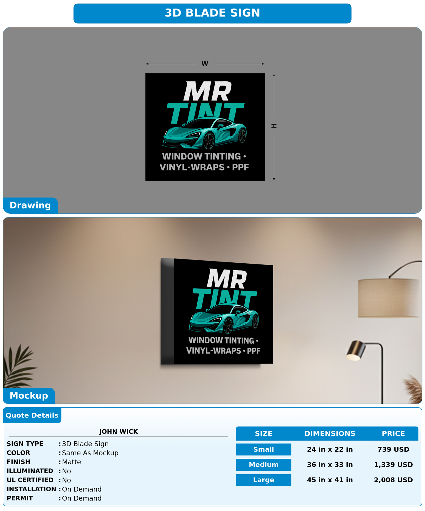CUSTOM MOCKUP SIGN FOR John Wick