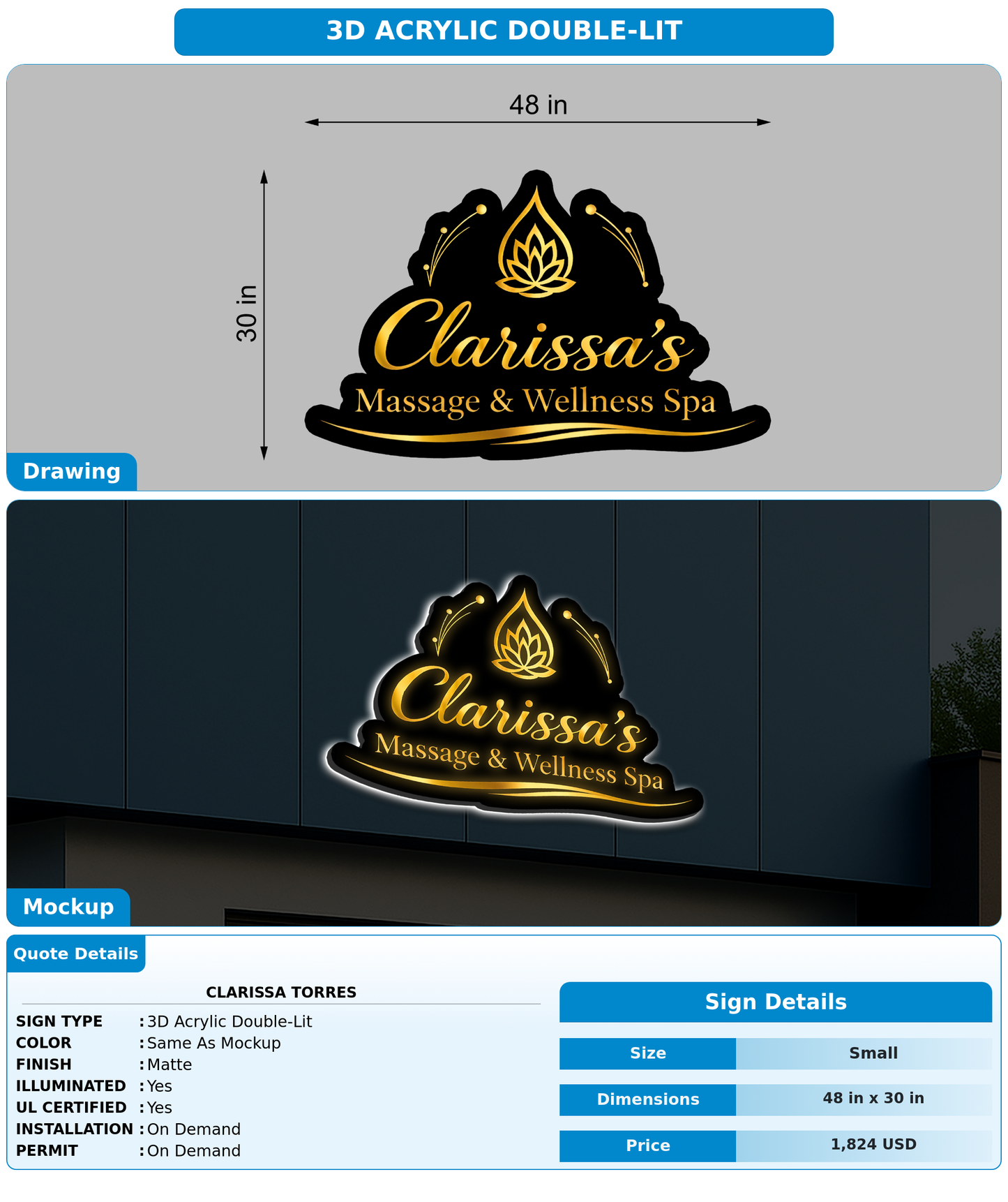 CUSTOM MOCKUP SIGN FOR Clarissa Torres