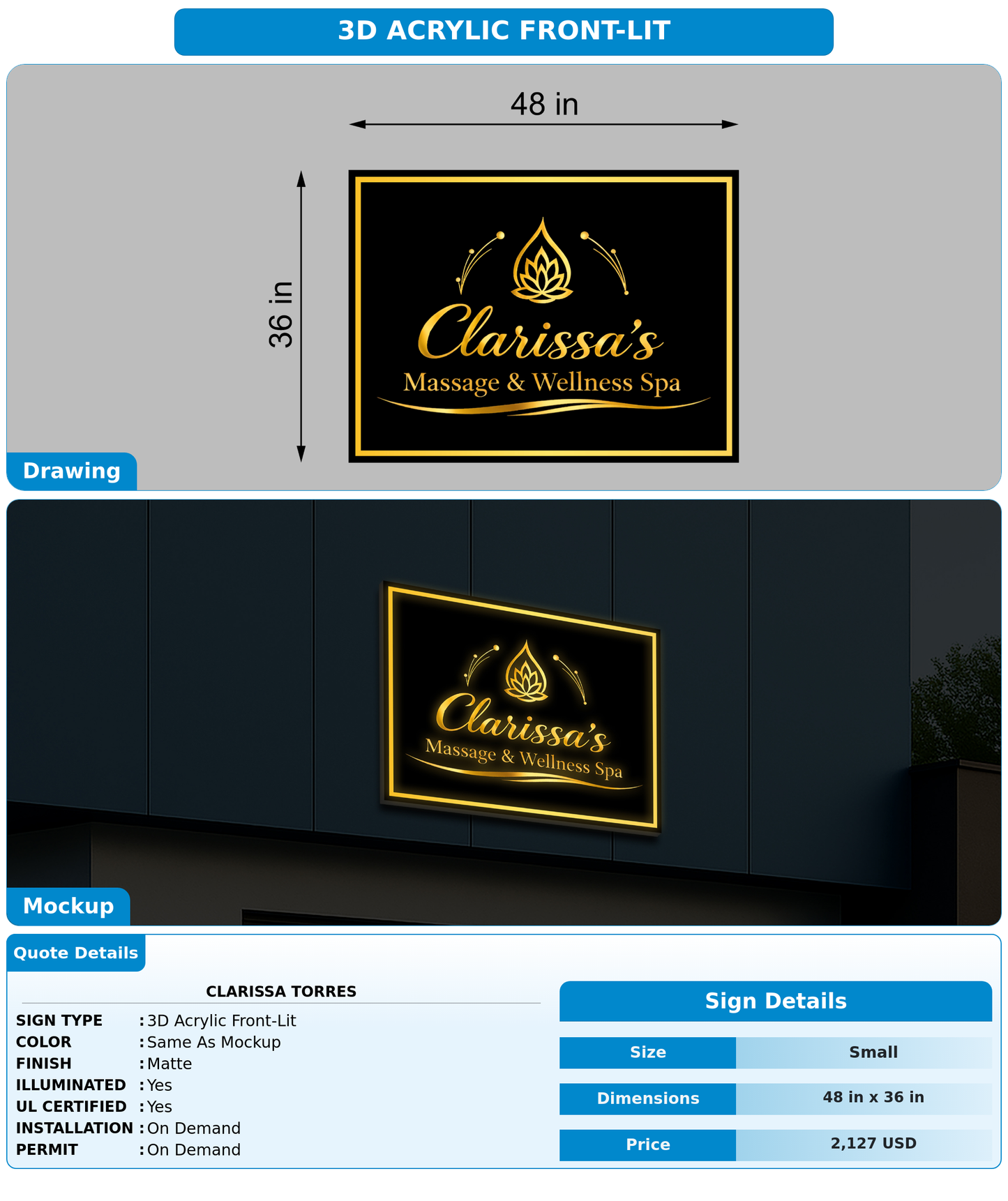 CUSTOM MOCKUP SIGN FOR Clarissa Torres