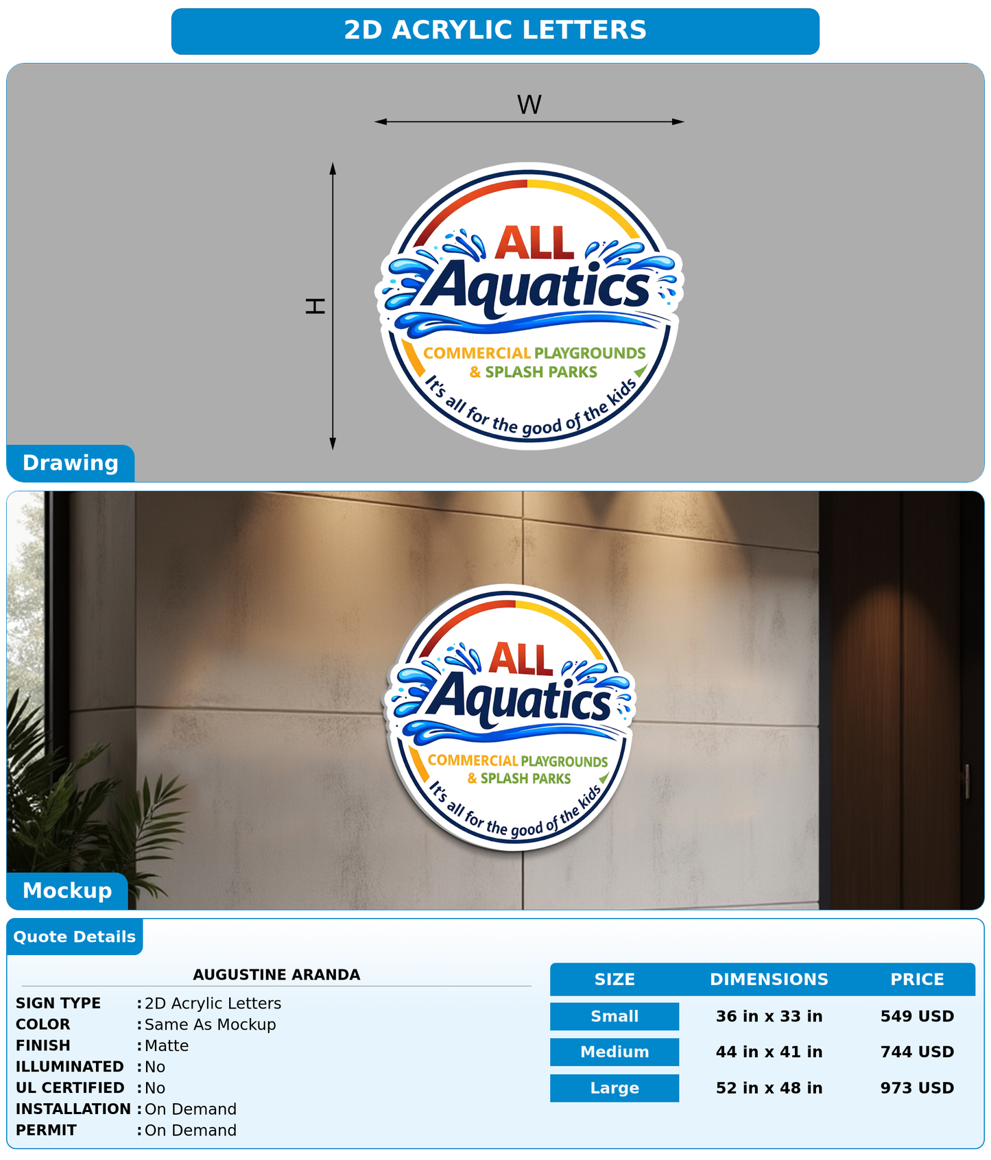 CUSTOM MOCKUP SIGN FOR Augustine Aranda