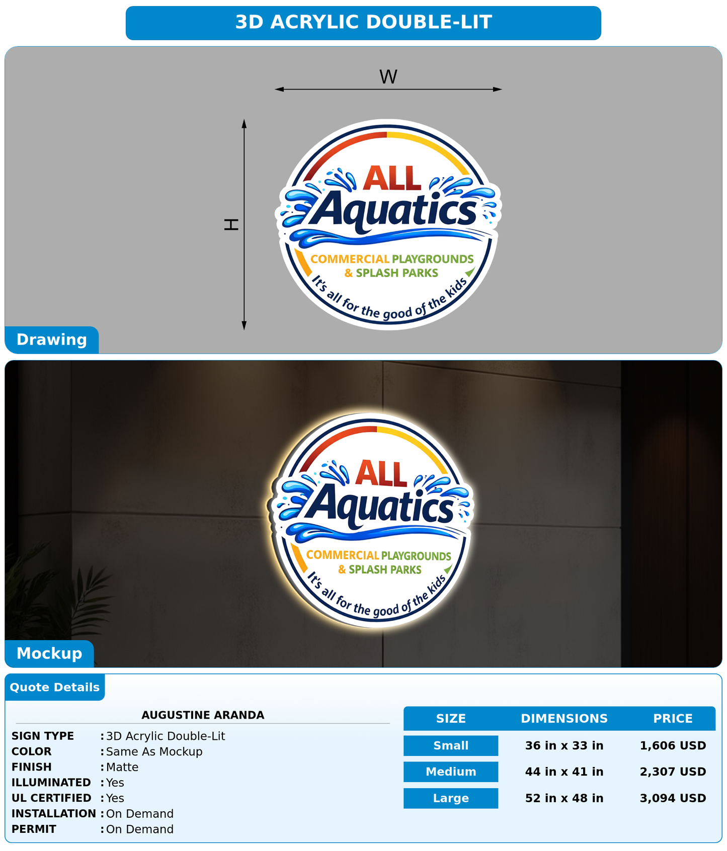 CUSTOM MOCKUP SIGN FOR Augustine Aranda