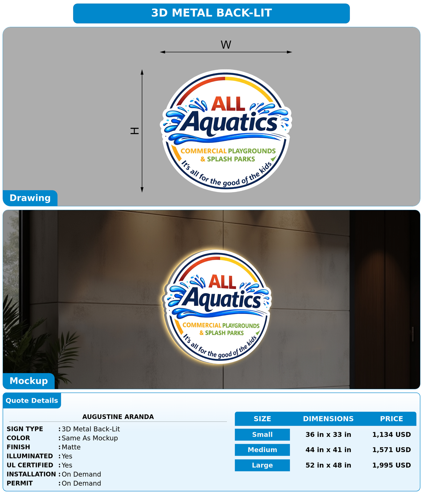 CUSTOM MOCKUP SIGN FOR Augustine Aranda