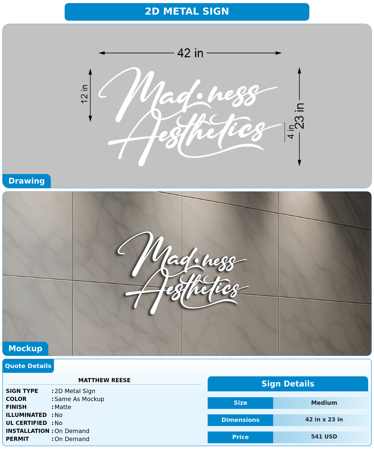 CUSTOM MOCKUP SIGN FOR Matthew Reese