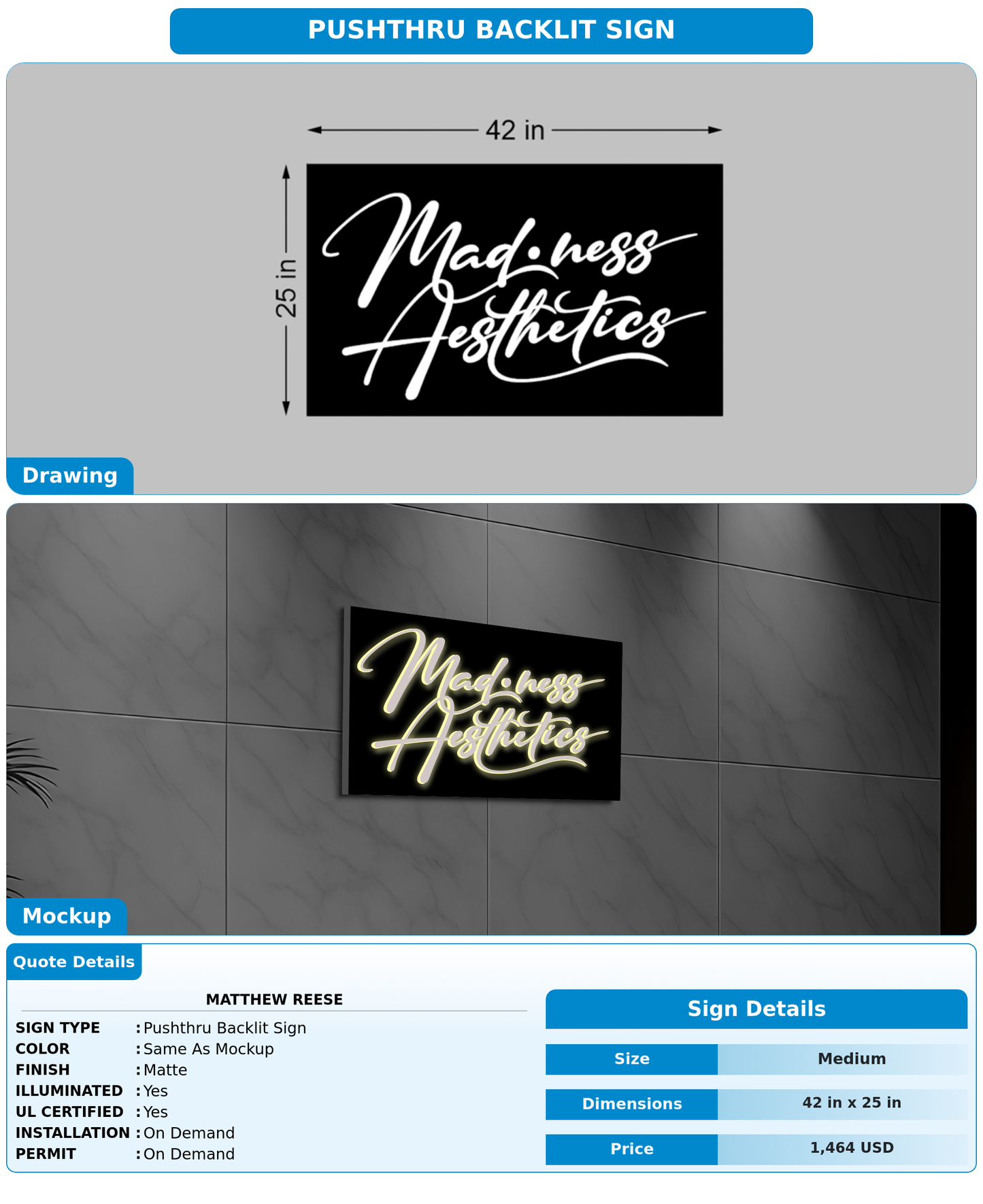 CUSTOM MOCKUP SIGN FOR Matthew Reese