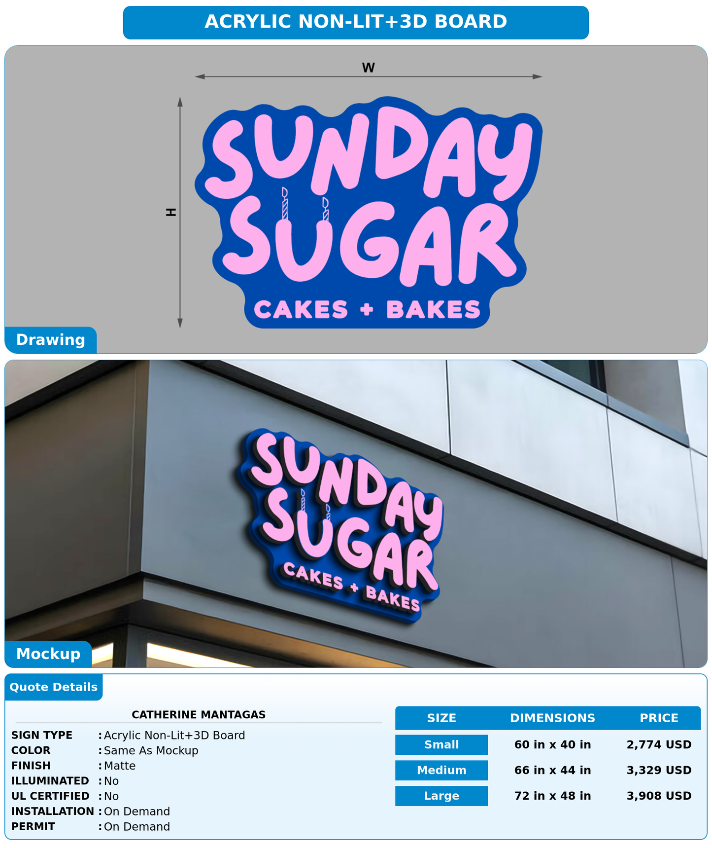 CUSTOM MOCKUP SIGN FOR Catherine Mantagas