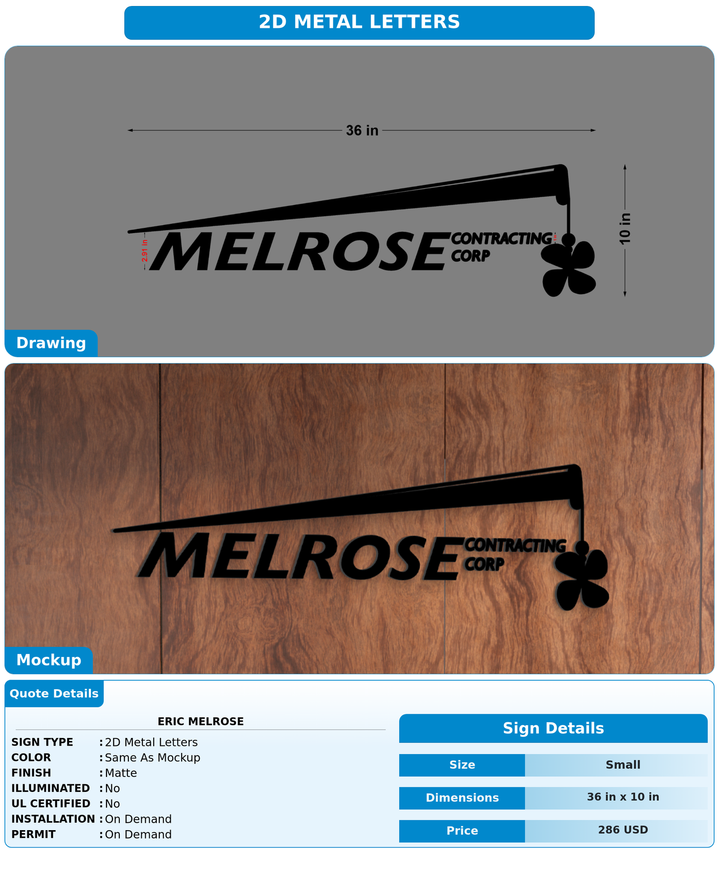 CUSTOM MOCKUP SIGN FOR Eric Melrose