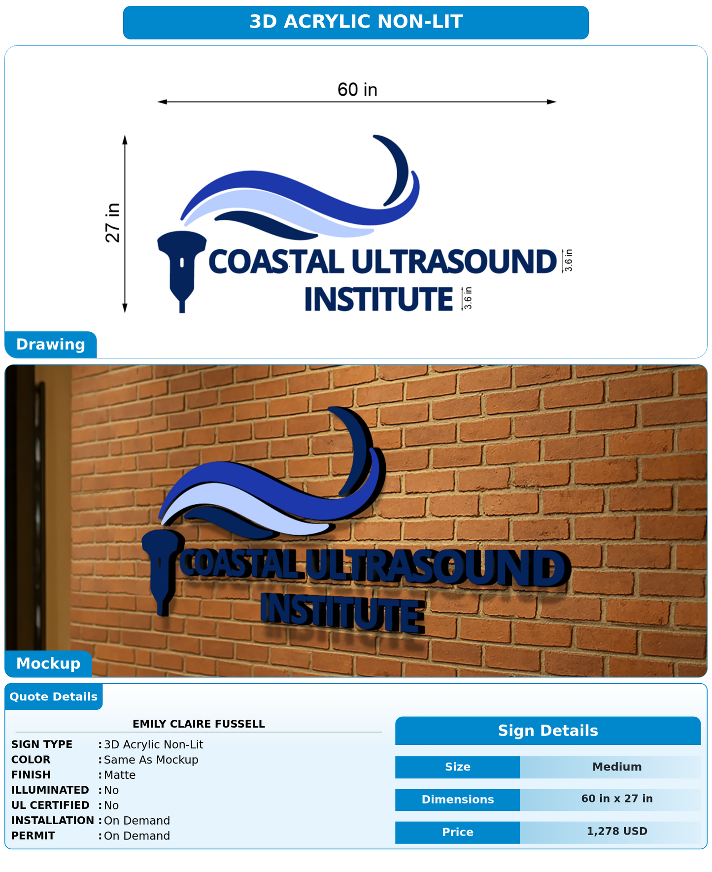CUSTOM MOCKUP SIGN FOR Emily Claire  Fussell