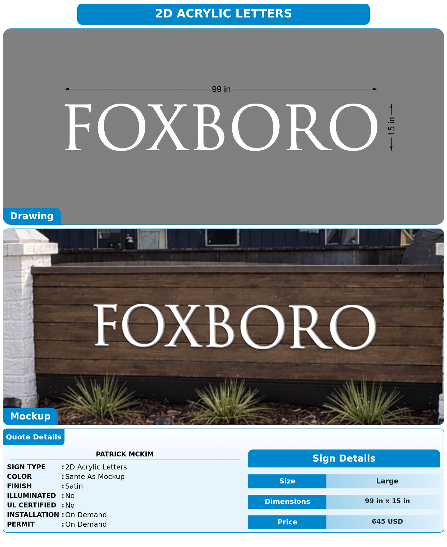 CUSTOM MOCKUP SIGN FOR Patrick McKim