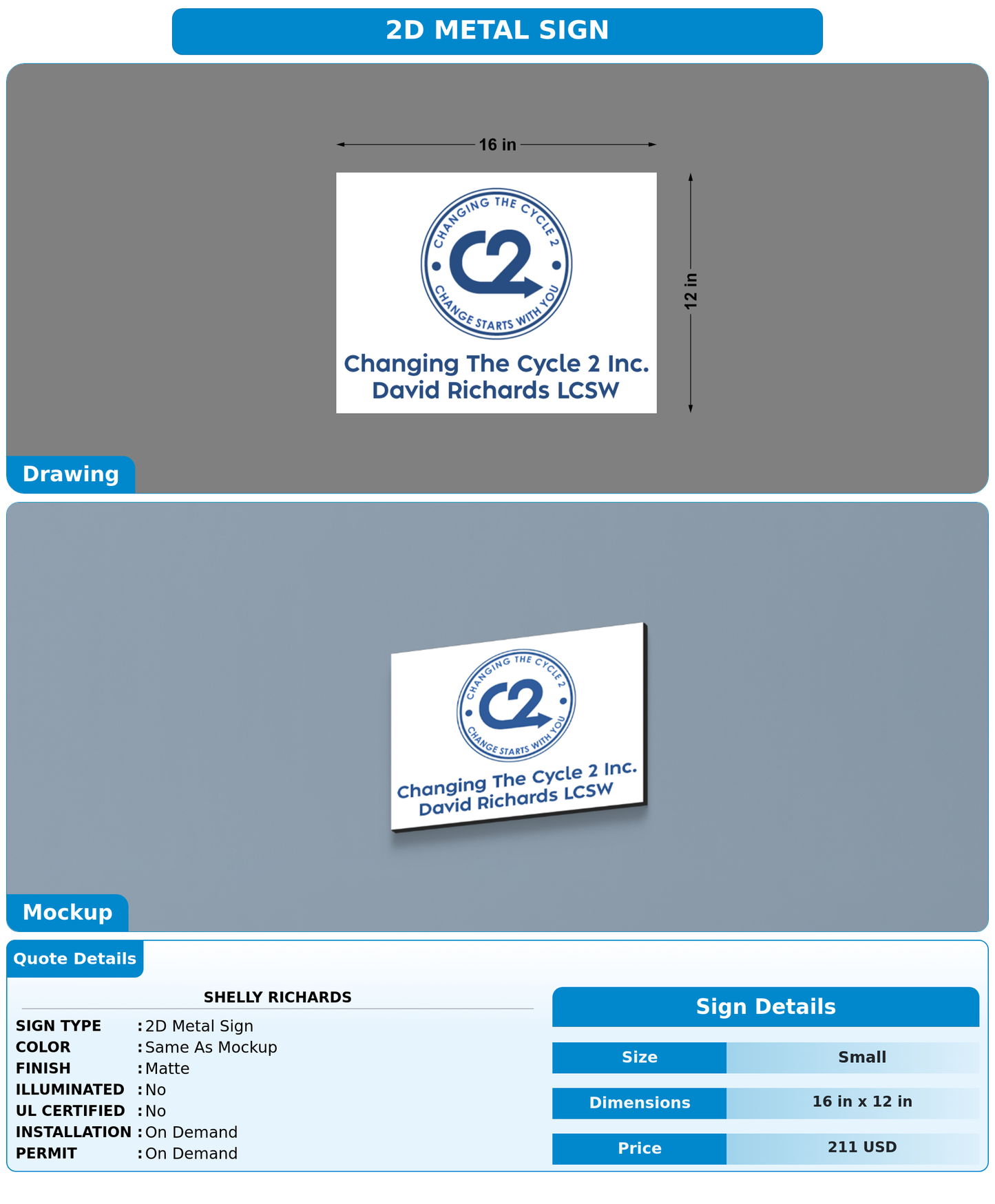 CUSTOM MOCKUP SIGN FOR Shelly Richards