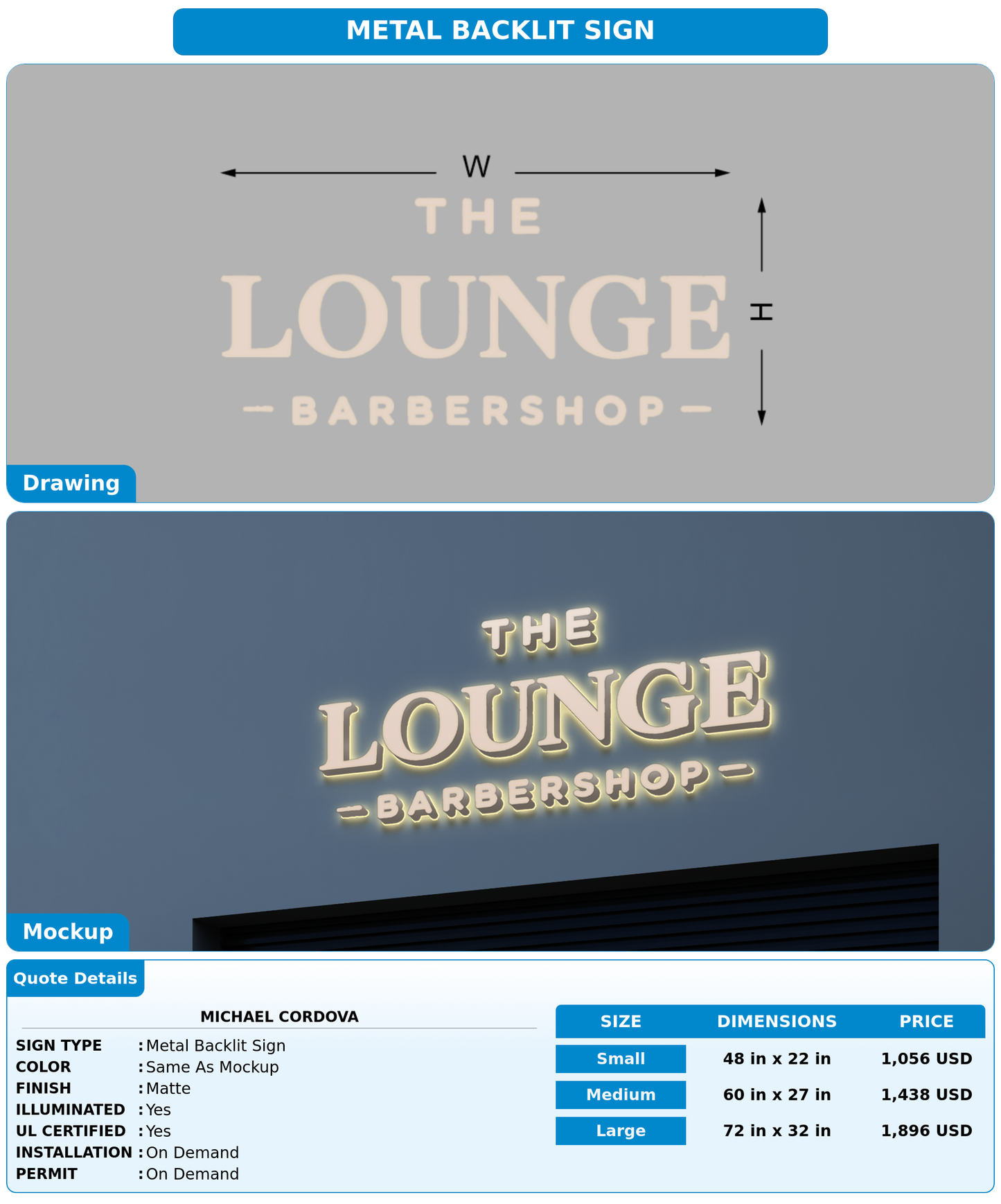CUSTOM MOCKUP SIGN FOR Michael Cordova