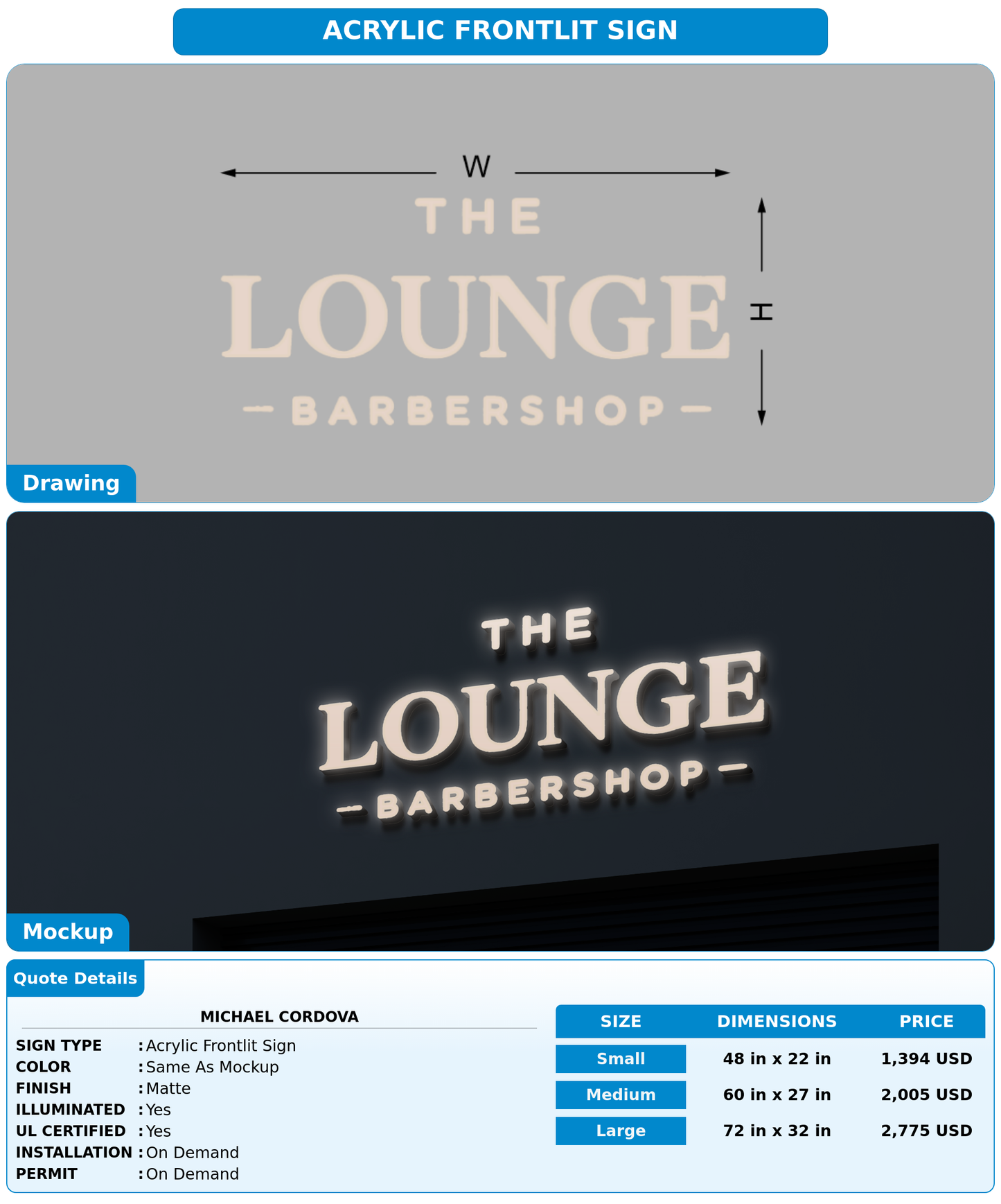 CUSTOM MOCKUP SIGN FOR Michael Cordova