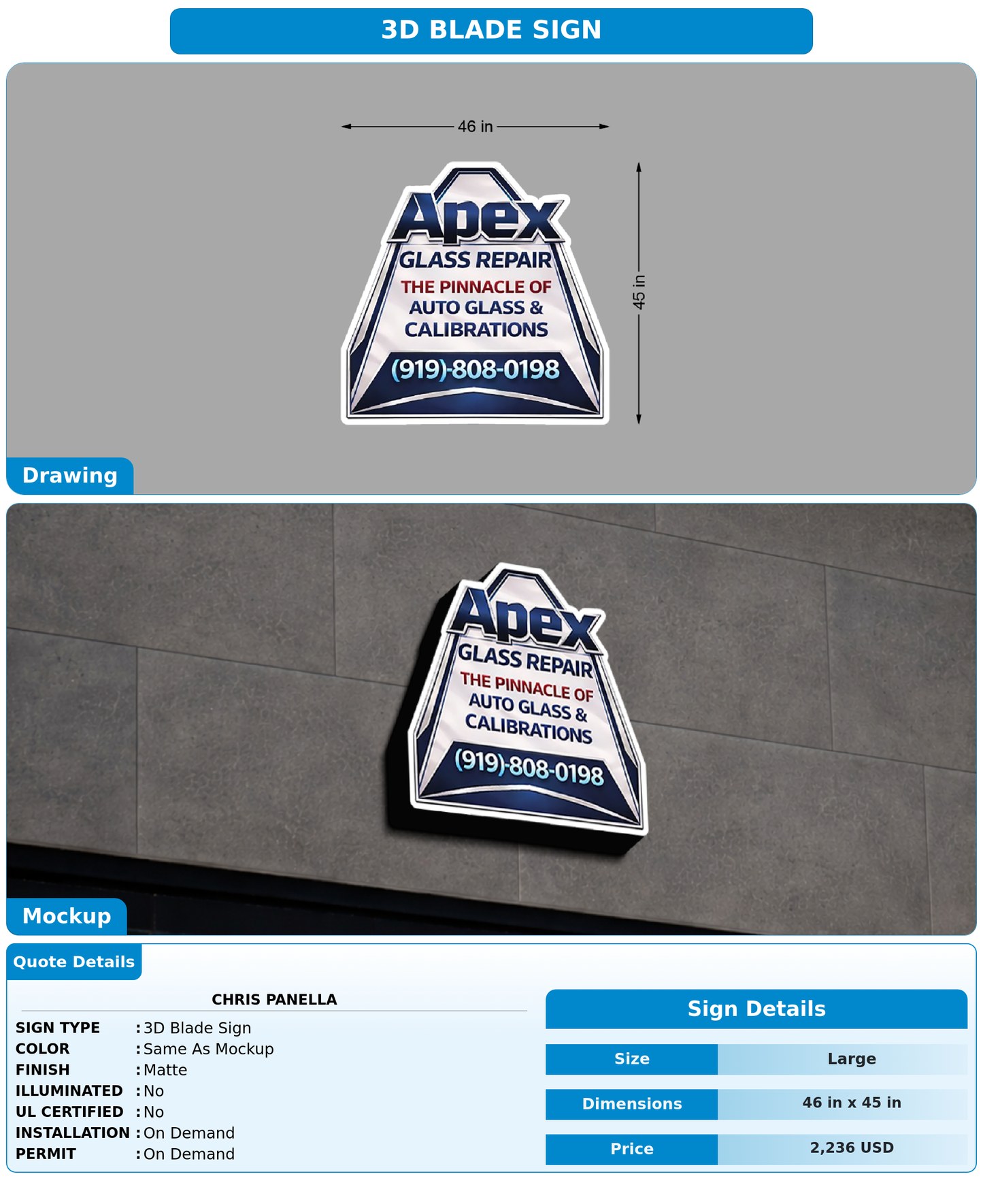 CUSTOM MOCKUP SIGN FOR Chris Panella