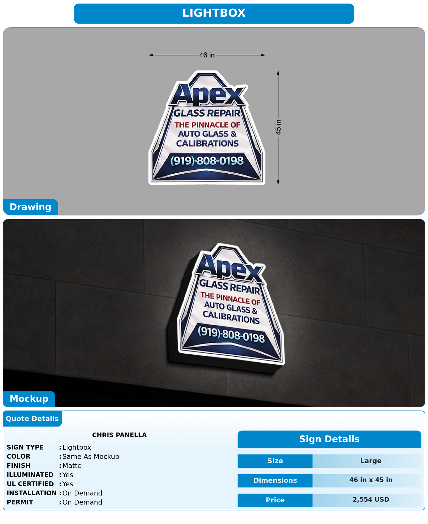 CUSTOM MOCKUP SIGN FOR Chris Panella